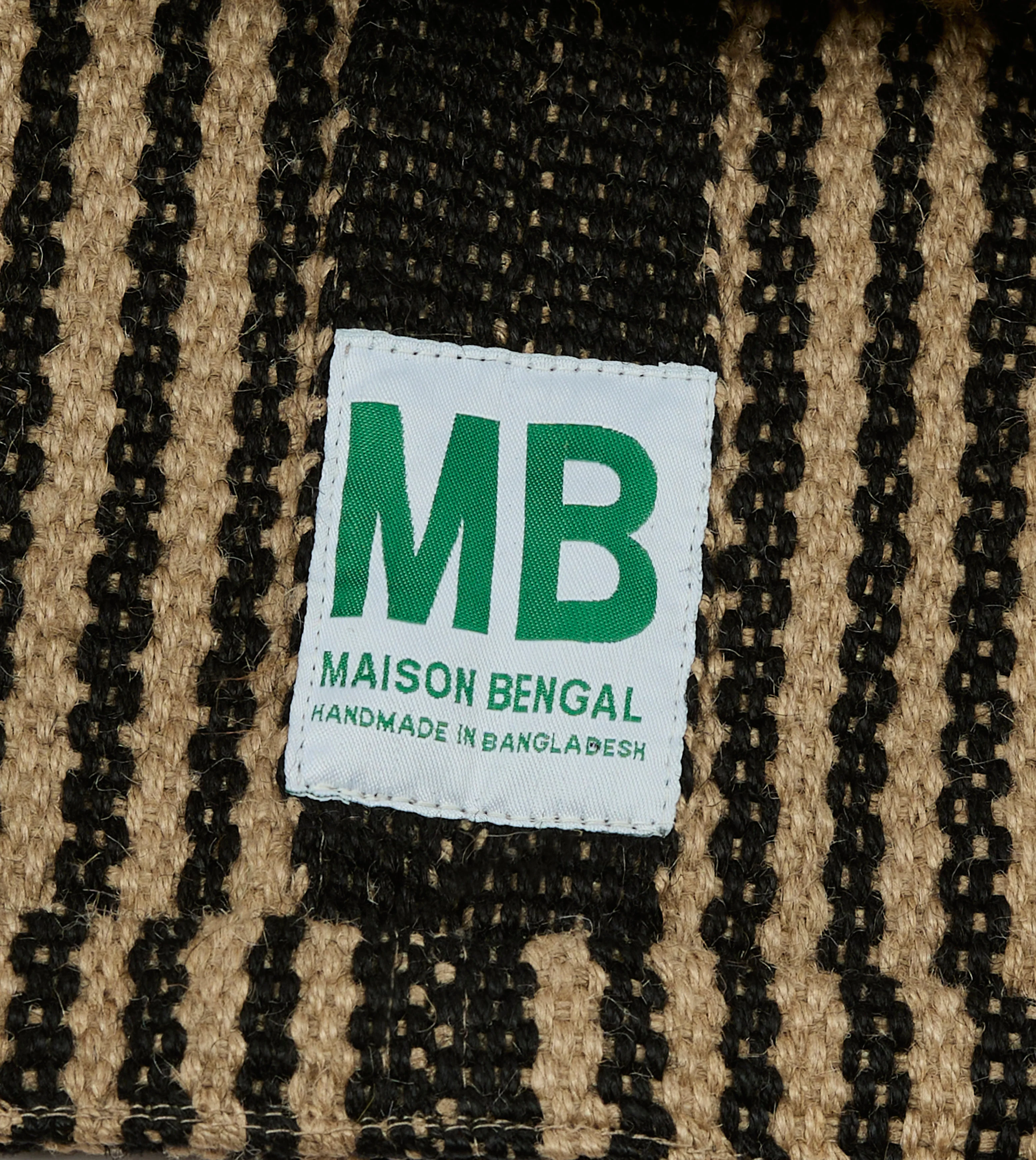 Black and Beige Maison Bengal Extra Large Jute Poresh Tote Bag - Image 4