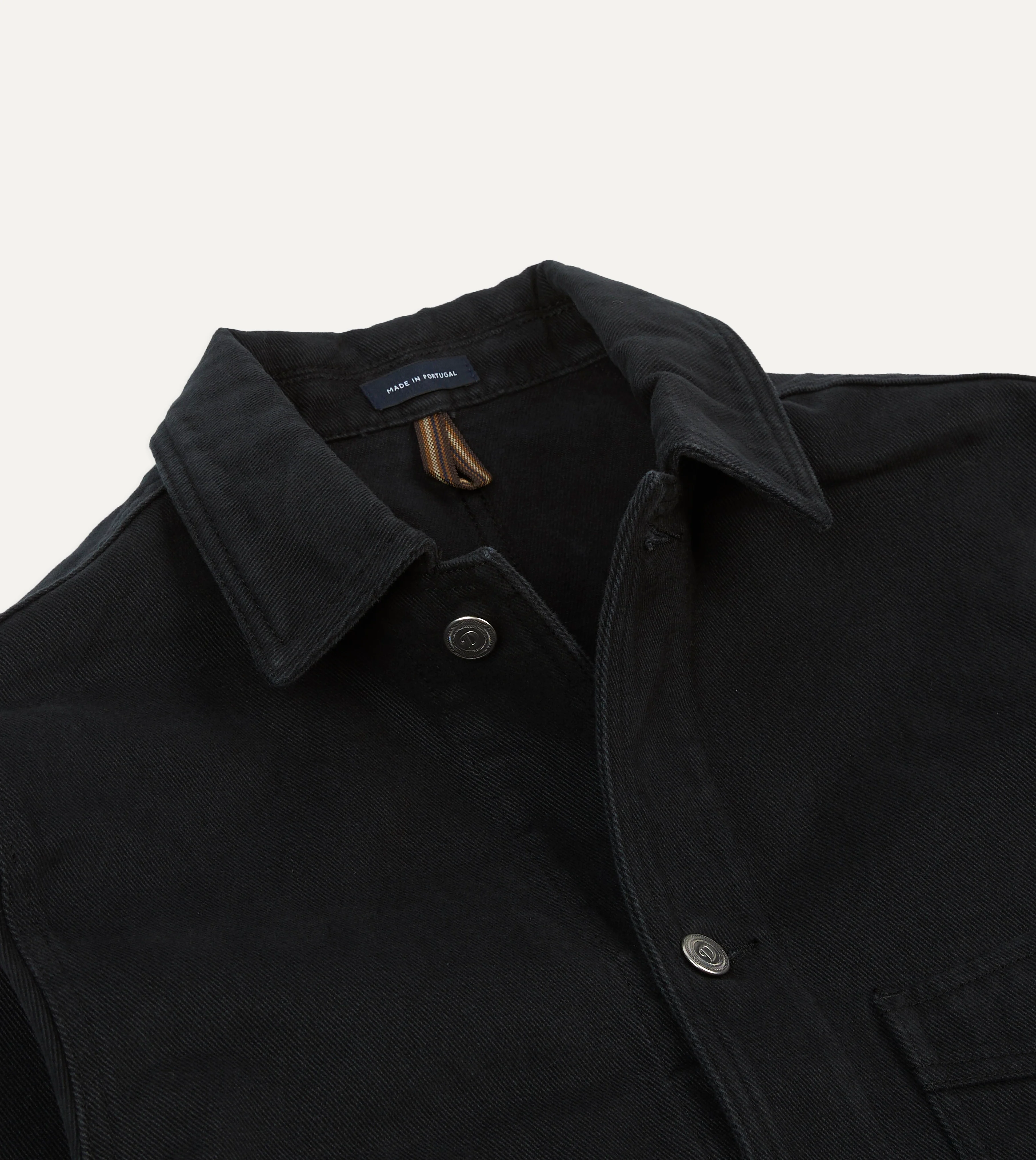 Black Heavy Twill Cotton Five-Pocket Chore Jacket - Image 4