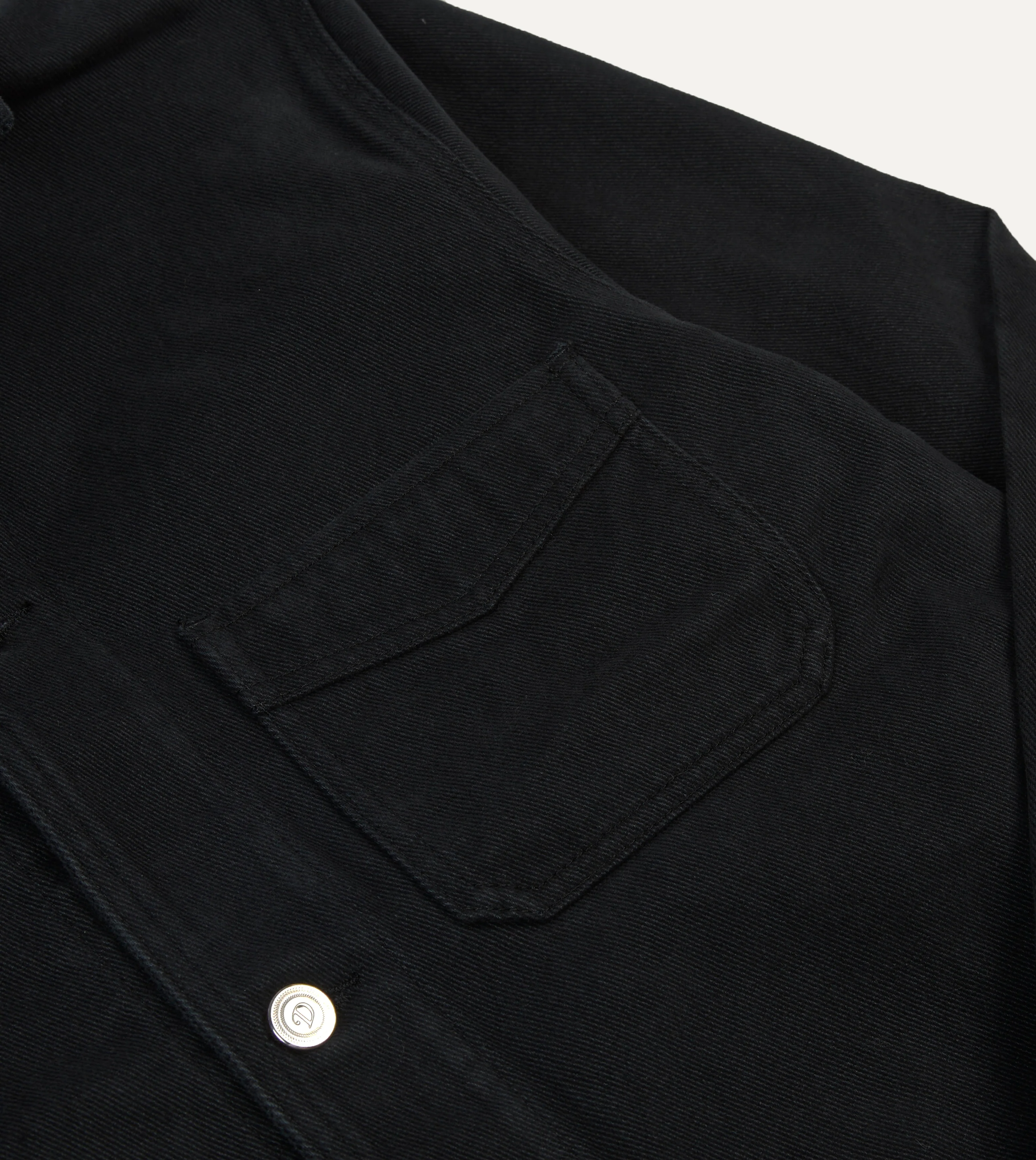 Black Heavy Twill Cotton Five-Pocket Chore Jacket - Image 5