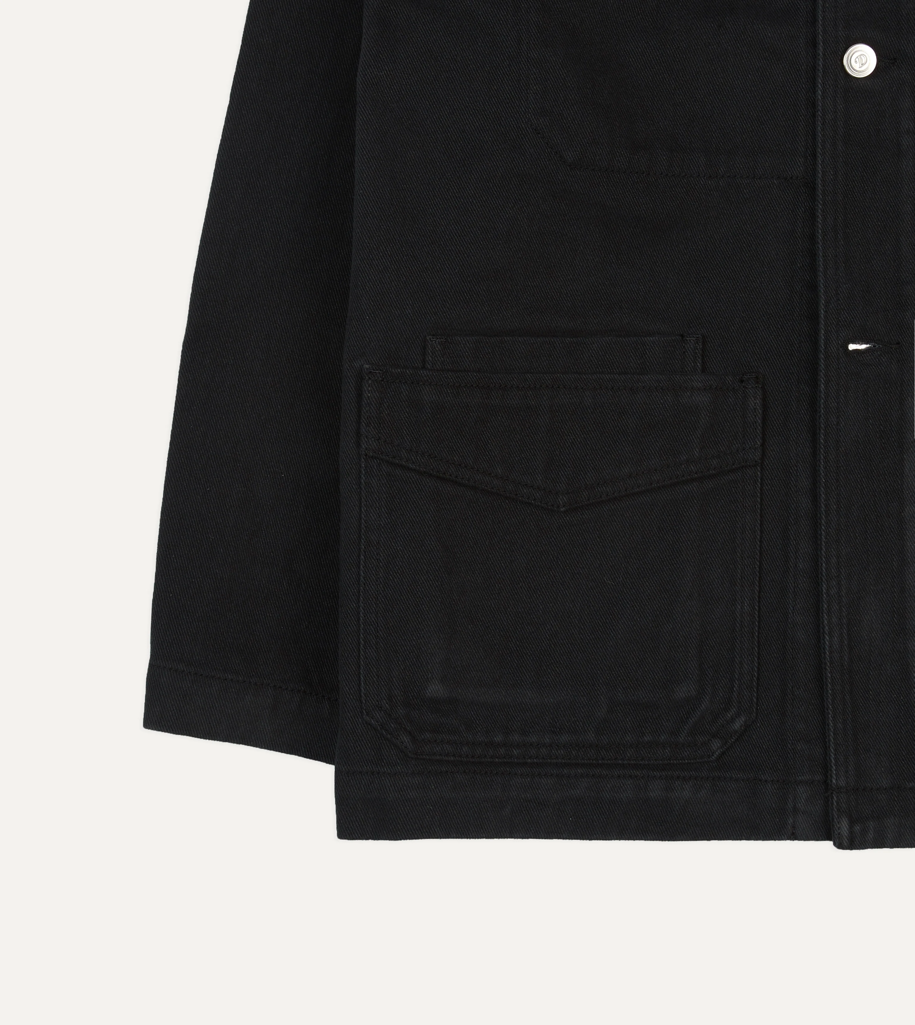 Black Heavy Twill Cotton Five-Pocket Chore Jacket - Image 7