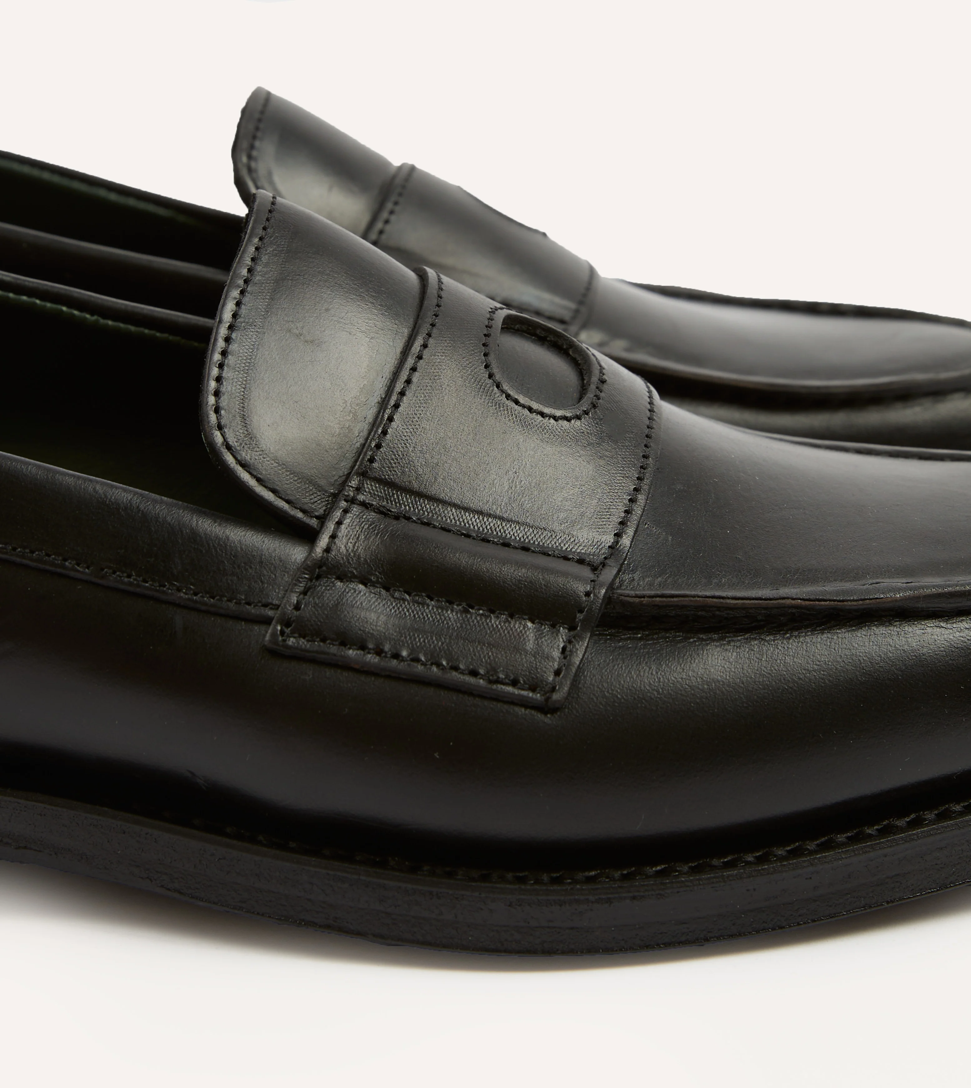 Black Leather Charles Goodyear Welted Penny Loafer - Image 3