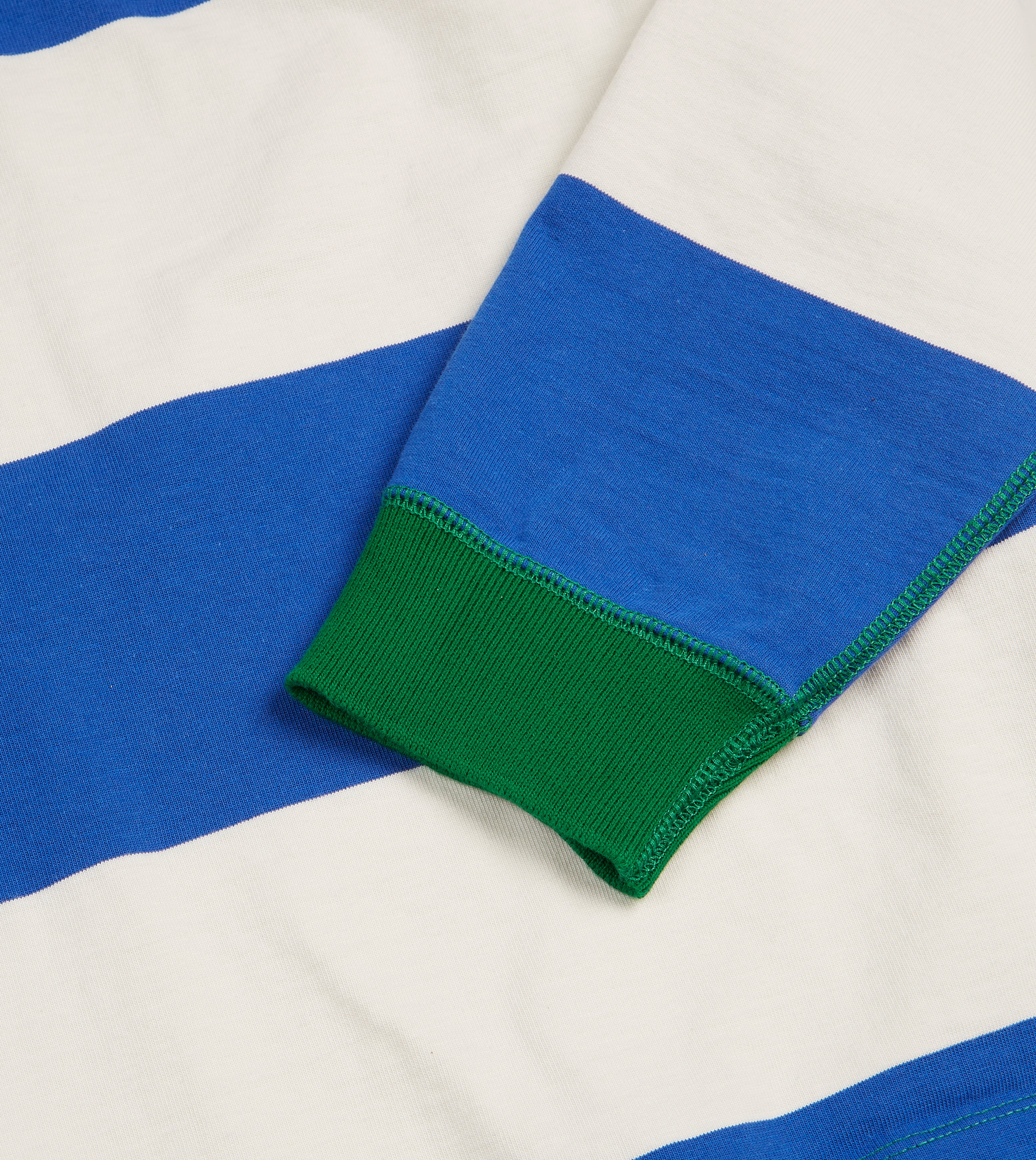 Blue and White Wide Stripe Mock Collar Long-Sleeve Jersey - Image 5