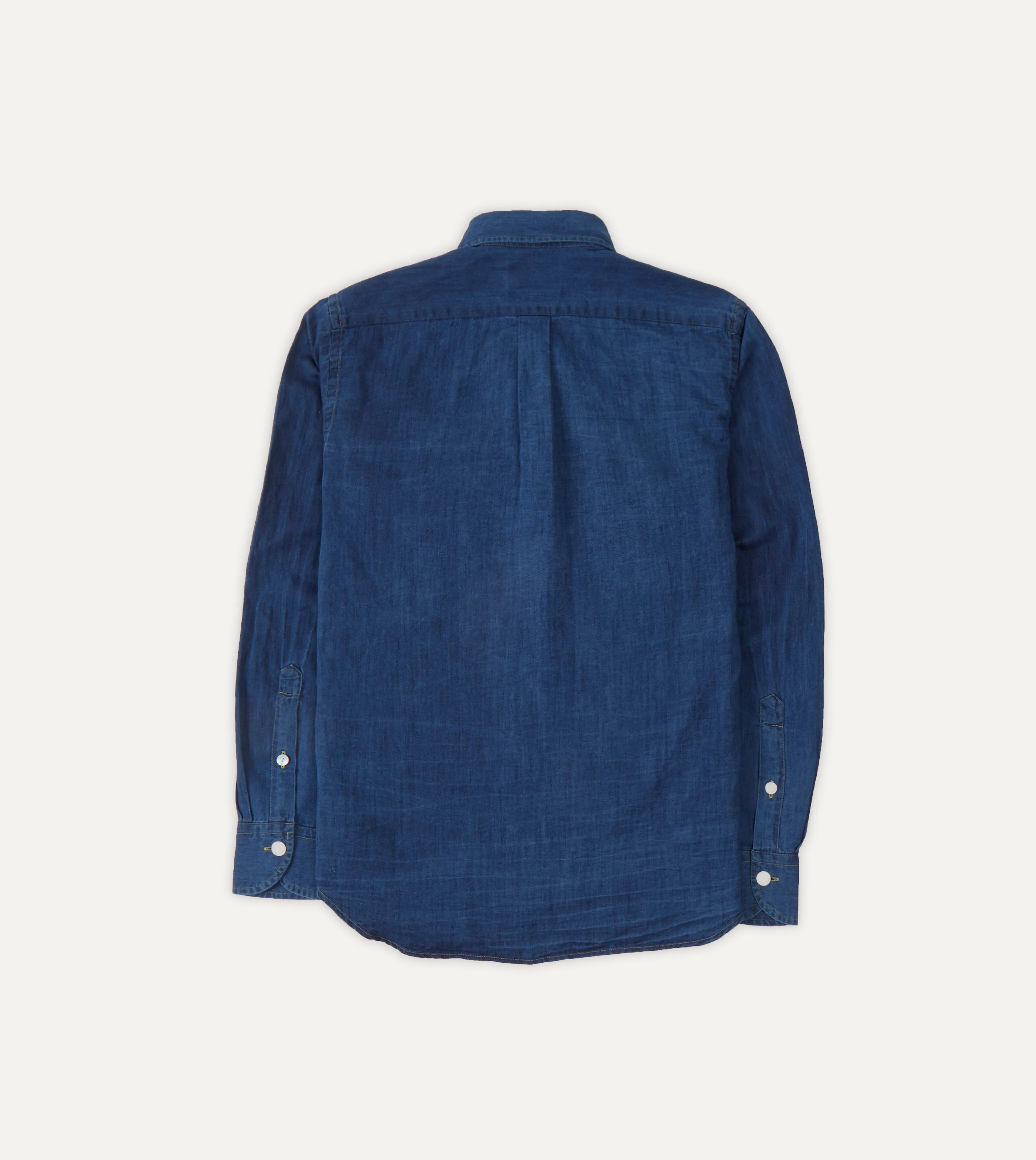 Blue Cotton Linen Two-Pocket Work Shirt - Image 5