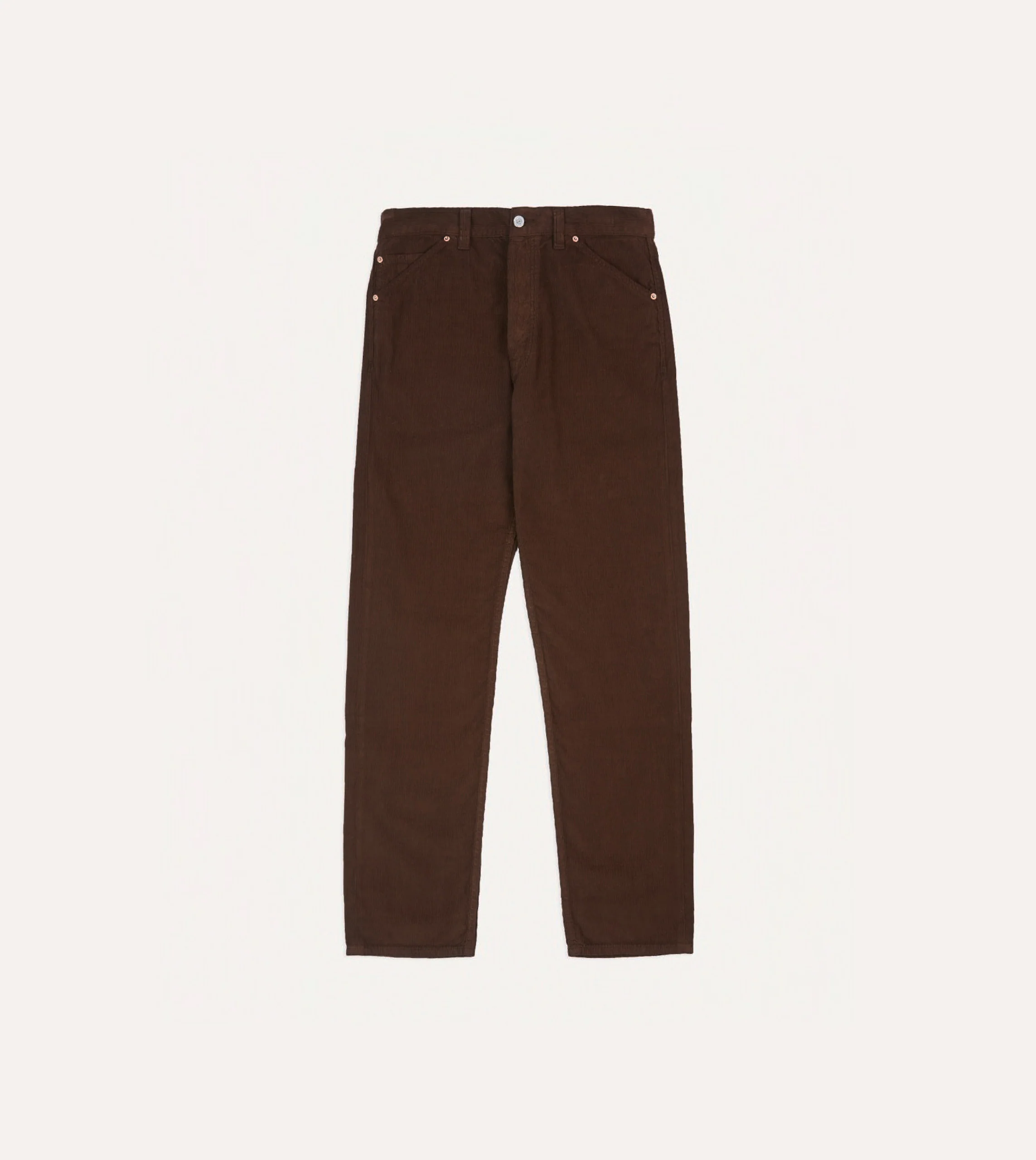 Brown Japanese Selvedge Needlecord Five-Pocket Trousers - Image 3