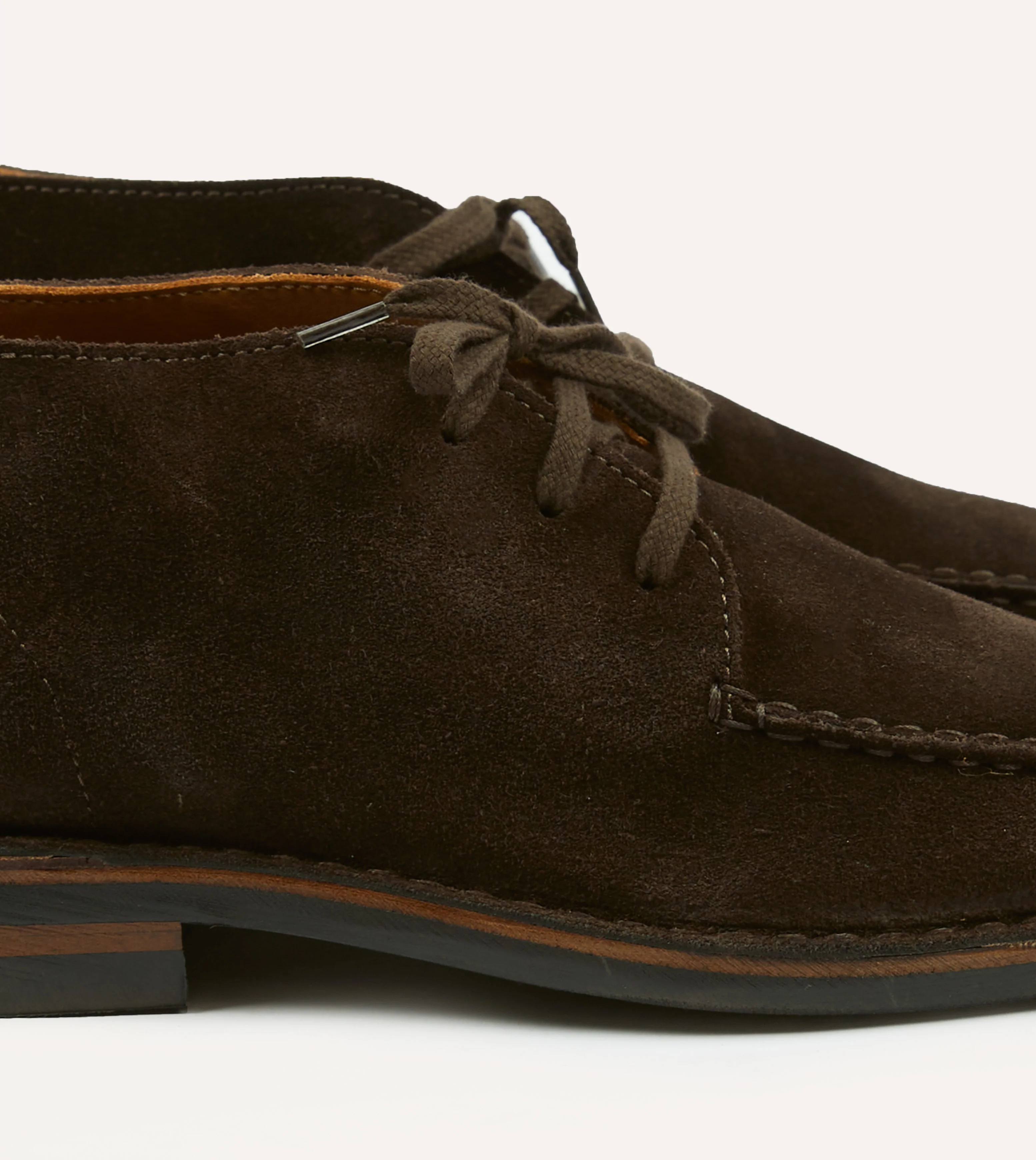 Crosby Moc-Toe Chukka Boot Dark Brown Roughout Suede with Rubber Sole - Image 3