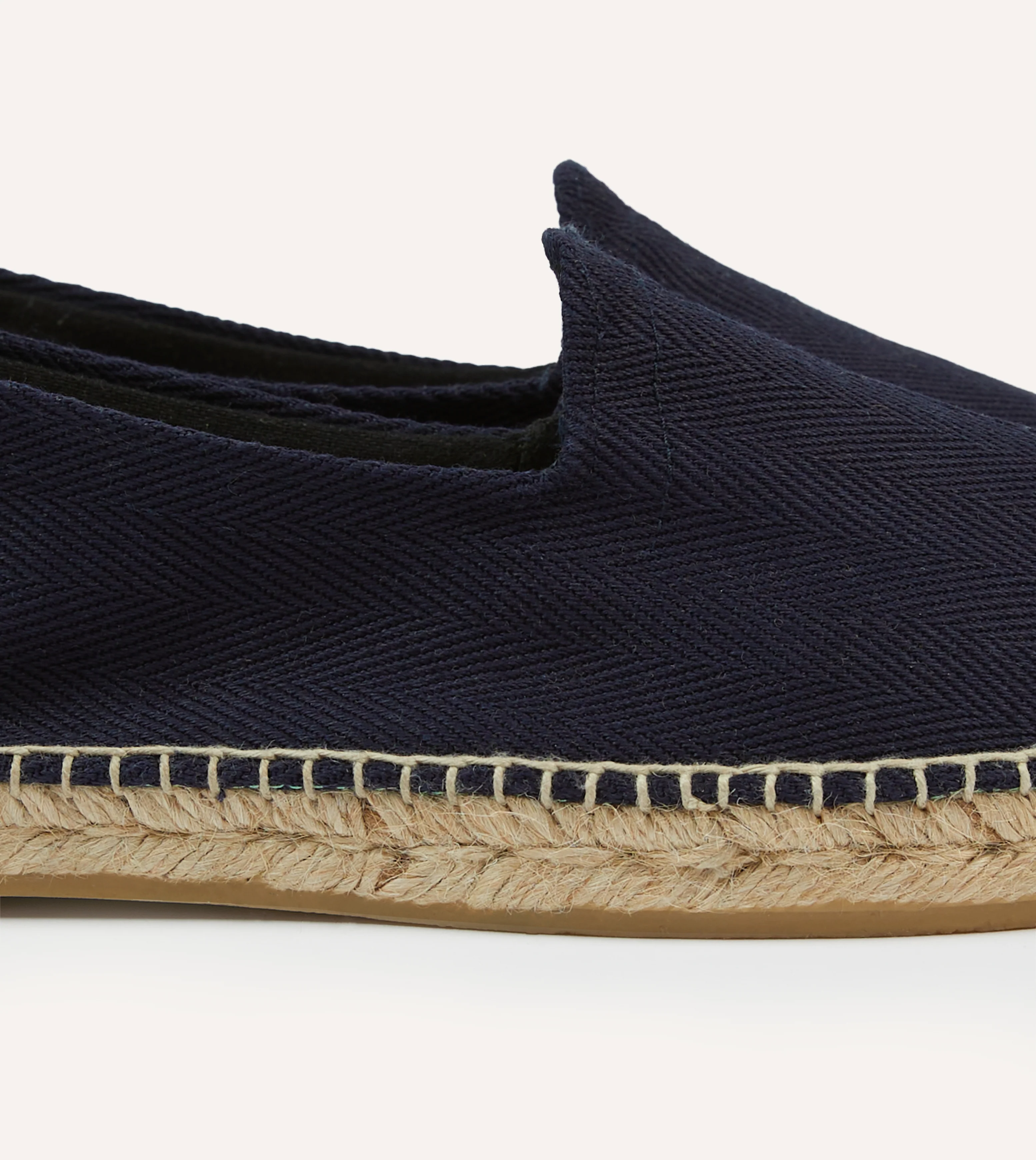 Navy Herringbone Cotton Espadrilles - Image 3