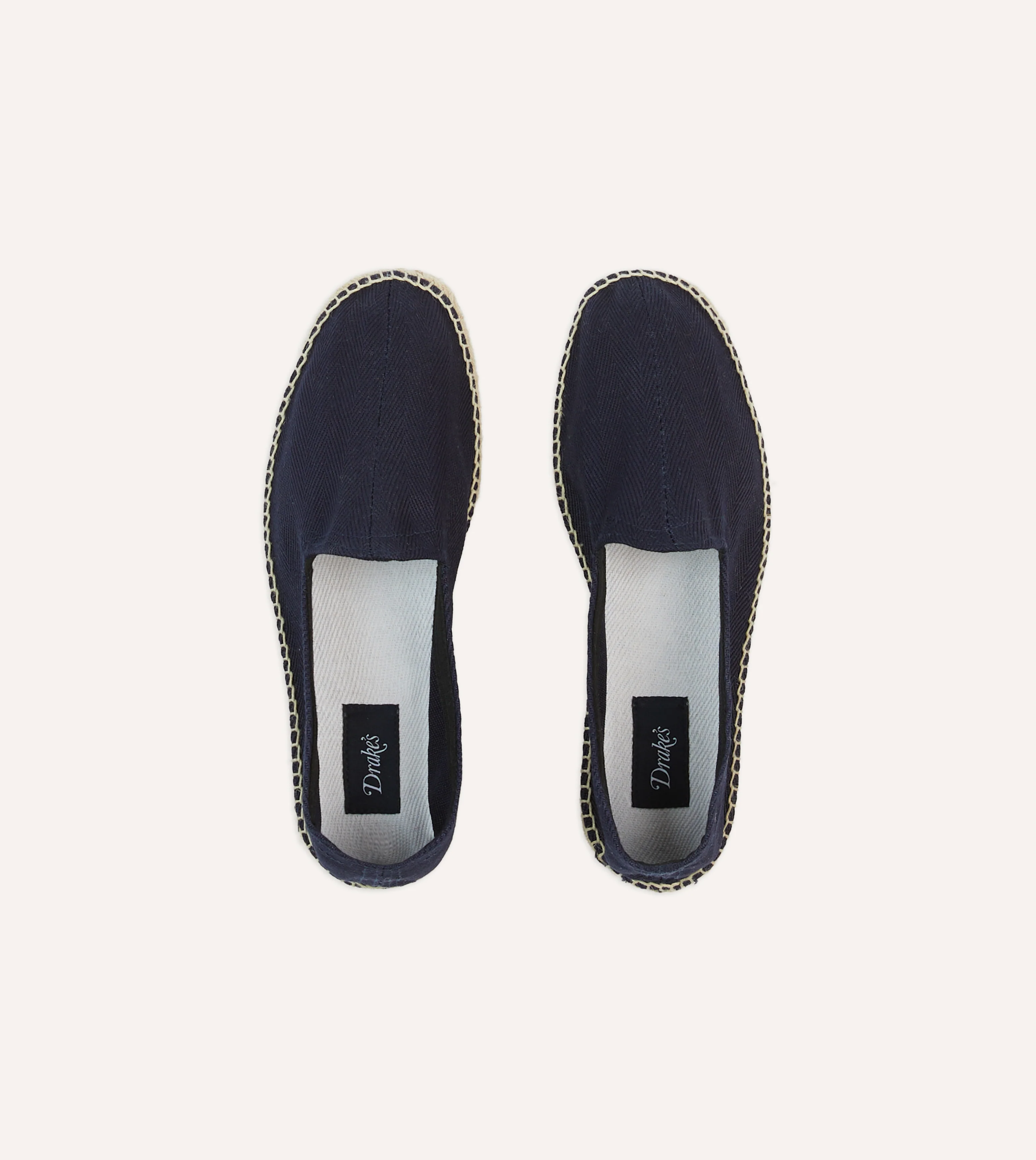 Navy Herringbone Cotton Espadrilles - Image 4