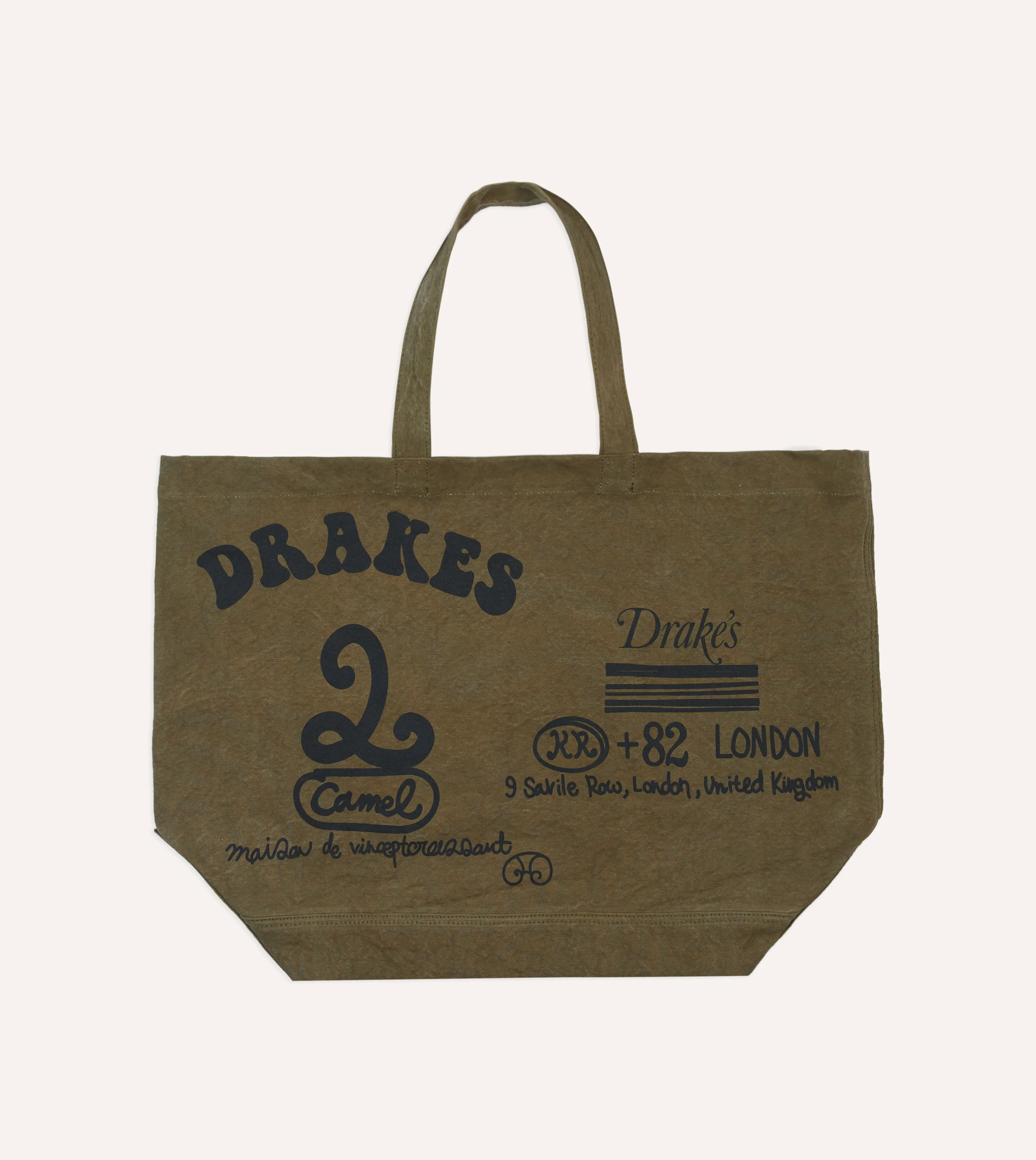 Drake's & Mr Camel Khaki Tote Bag - Image 3