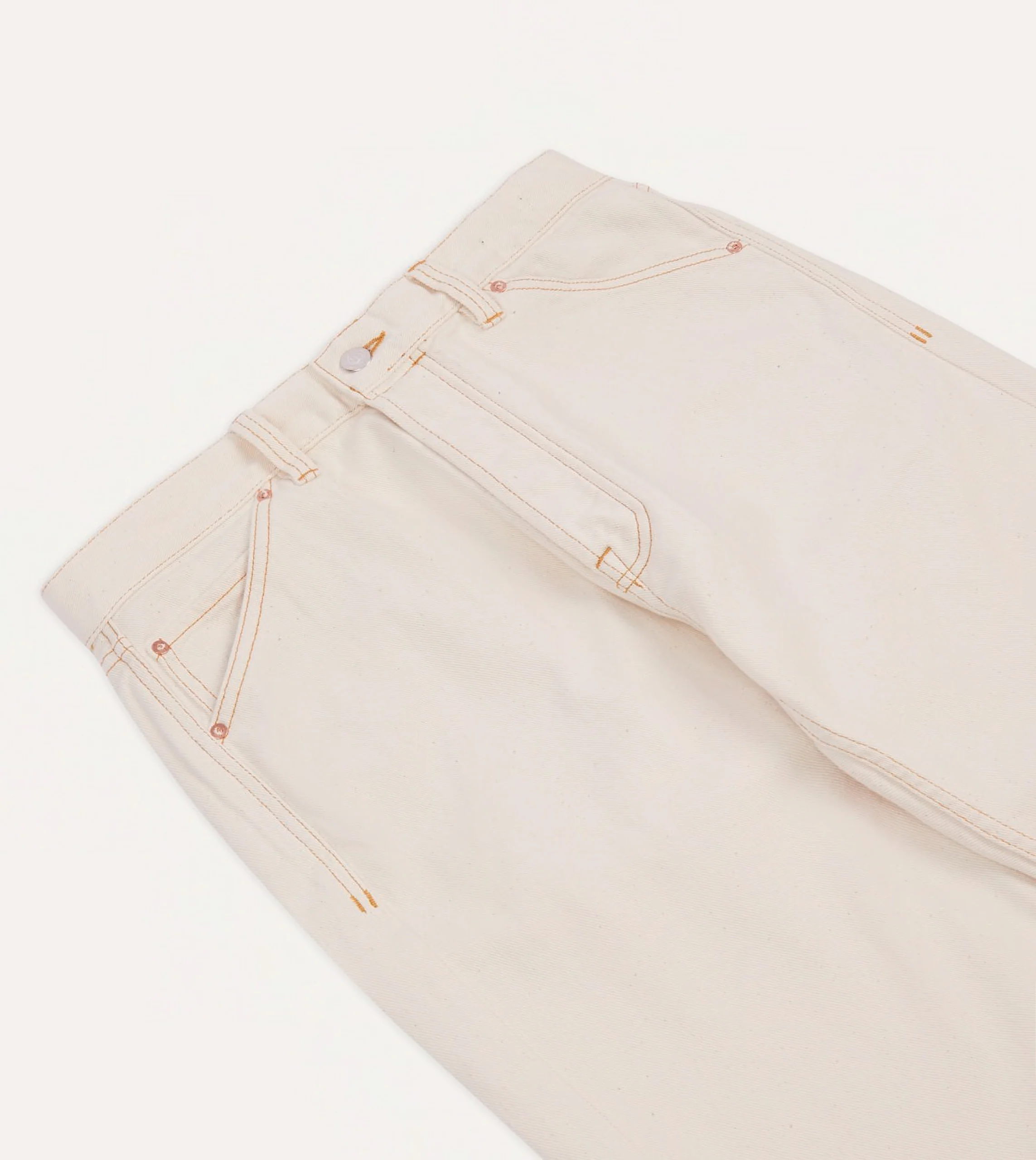 Ecru 12.7oz Selvedge Denim Contrast Stitch Five-Pocket Jeans - Image 5