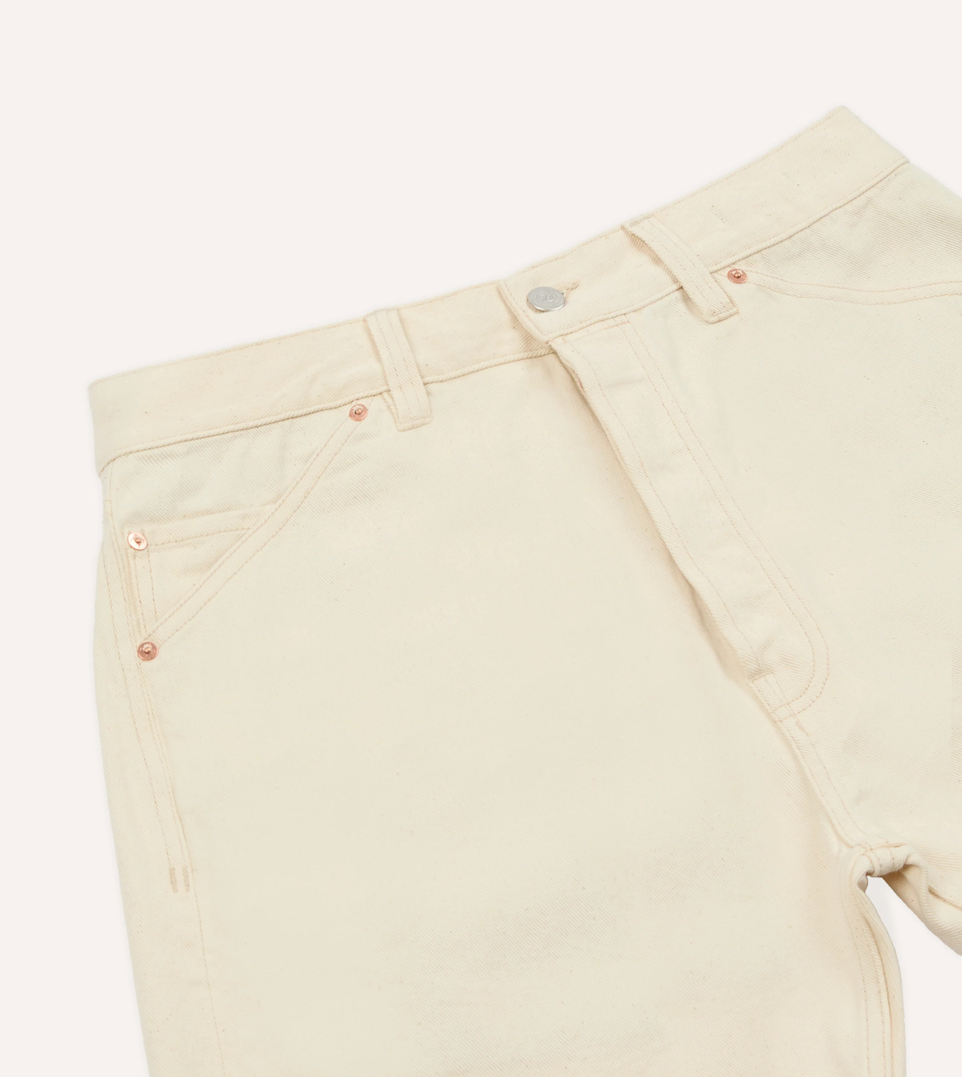 Ecru 12.7oz Selvedge Denim Five-Pocket Shorts - Image 3