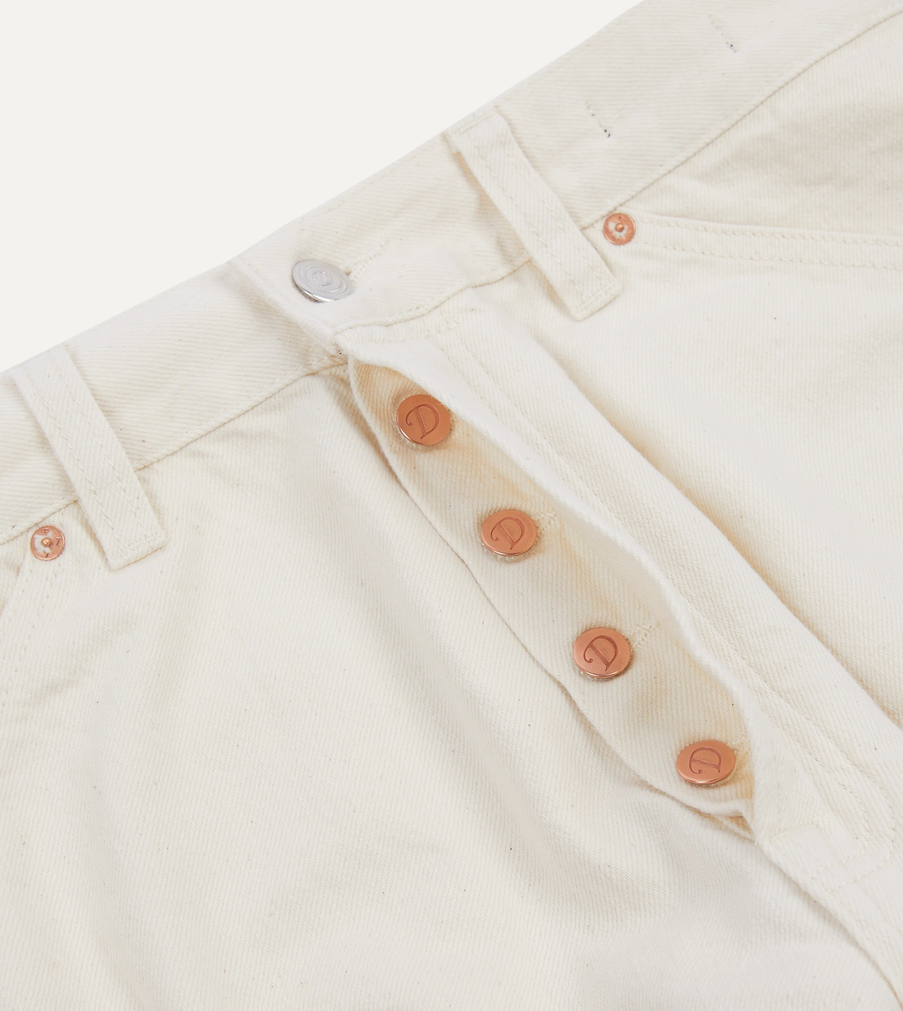 Ecru 12.7oz Selvedge Denim Tonal Stitch Five-Pocket Jeans - Image 4