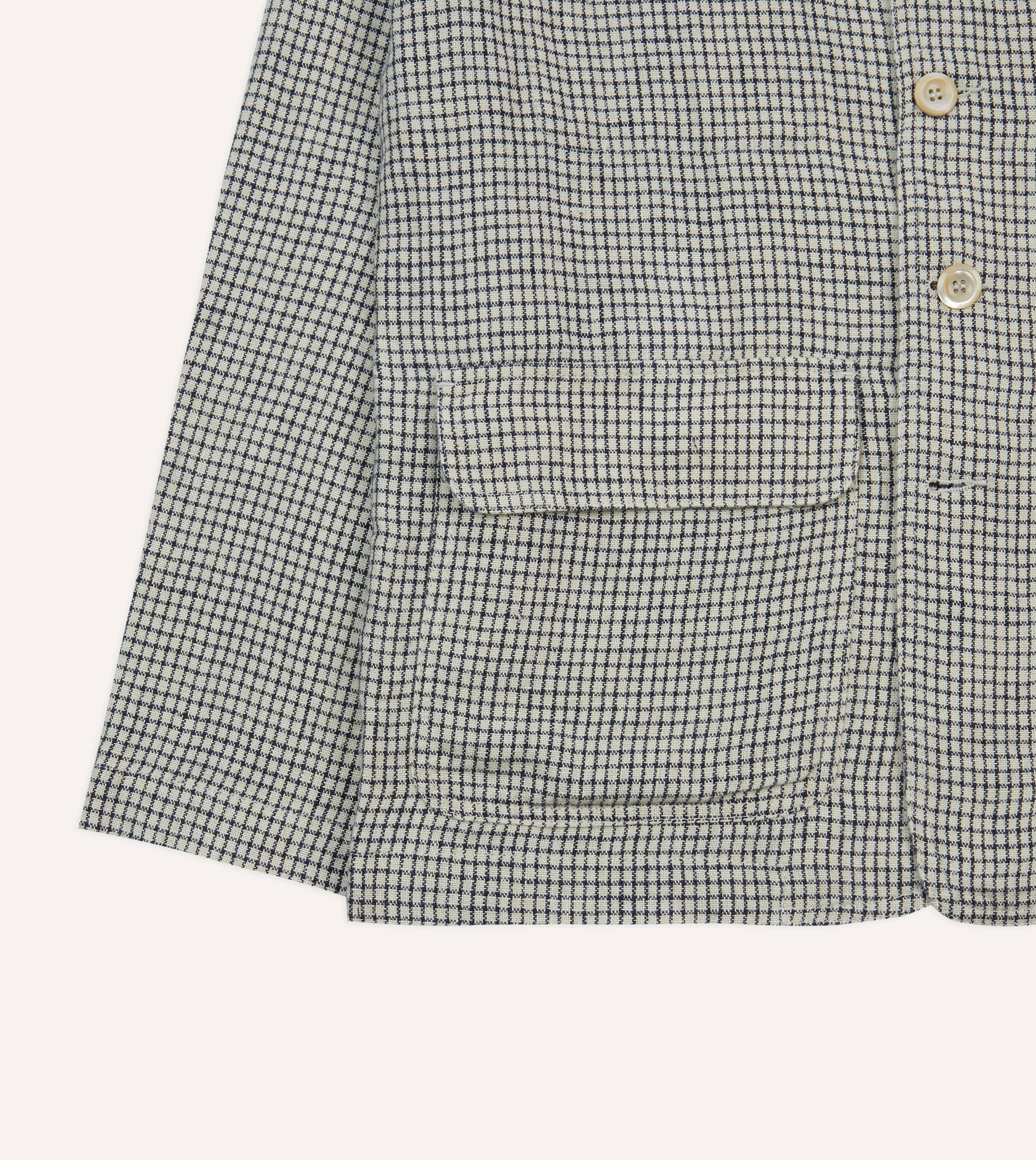 Ecru Check Linen Forestiere Jacket - Image 6