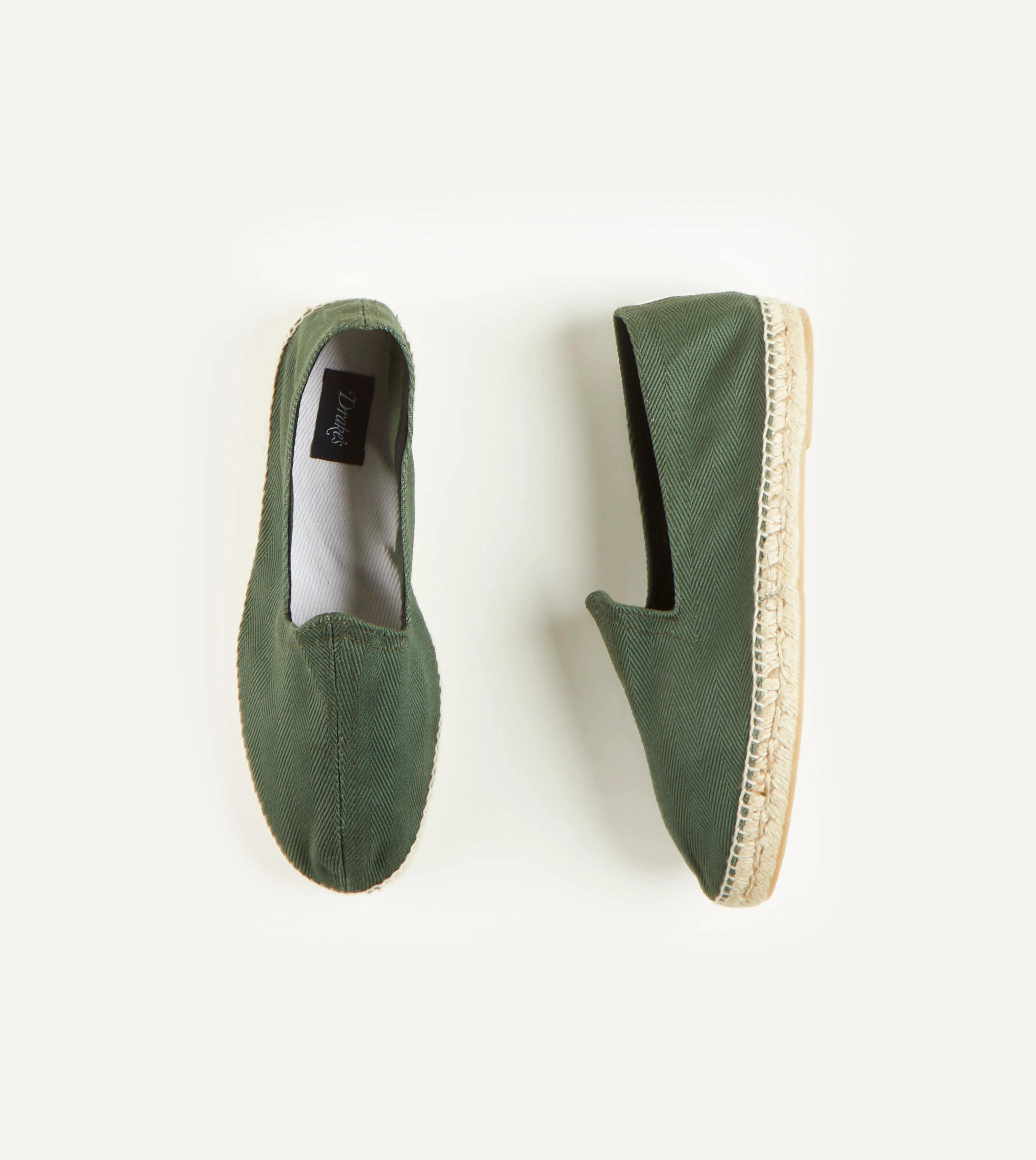 Green Herringbone Cotton Espadrilles - Image 3