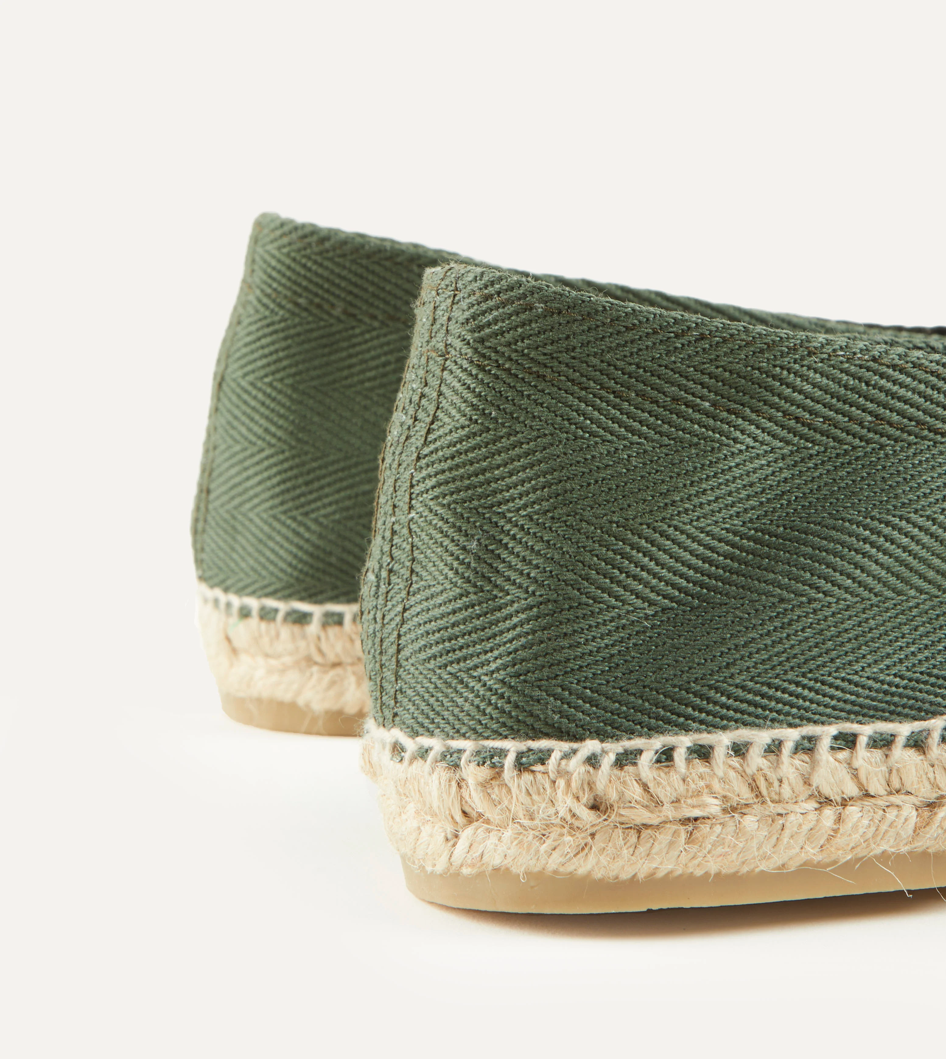 Green Herringbone Cotton Espadrilles - Image 4