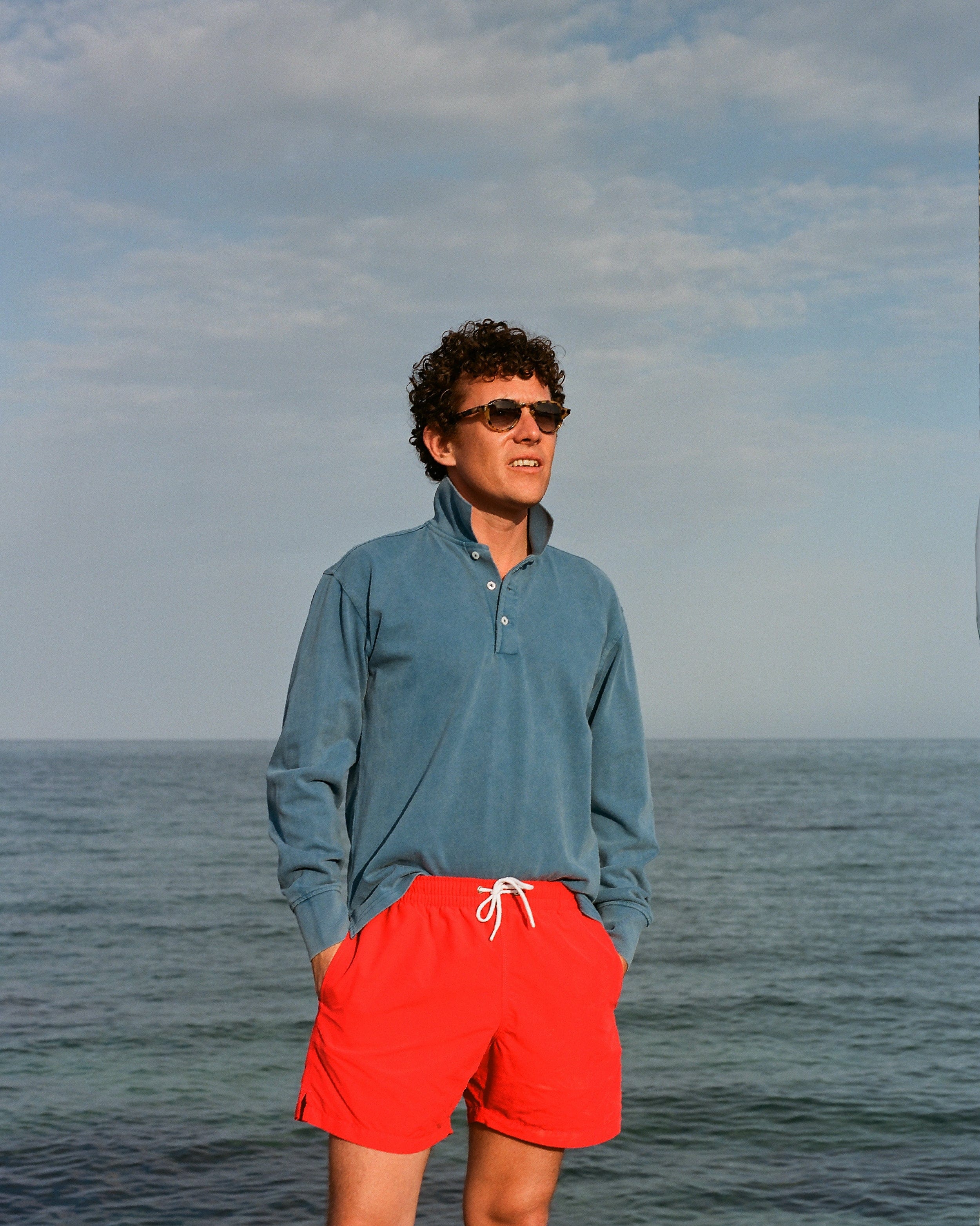 Indigo Cotton Jersey Long-Sleeve Polo Shirt - Image 7