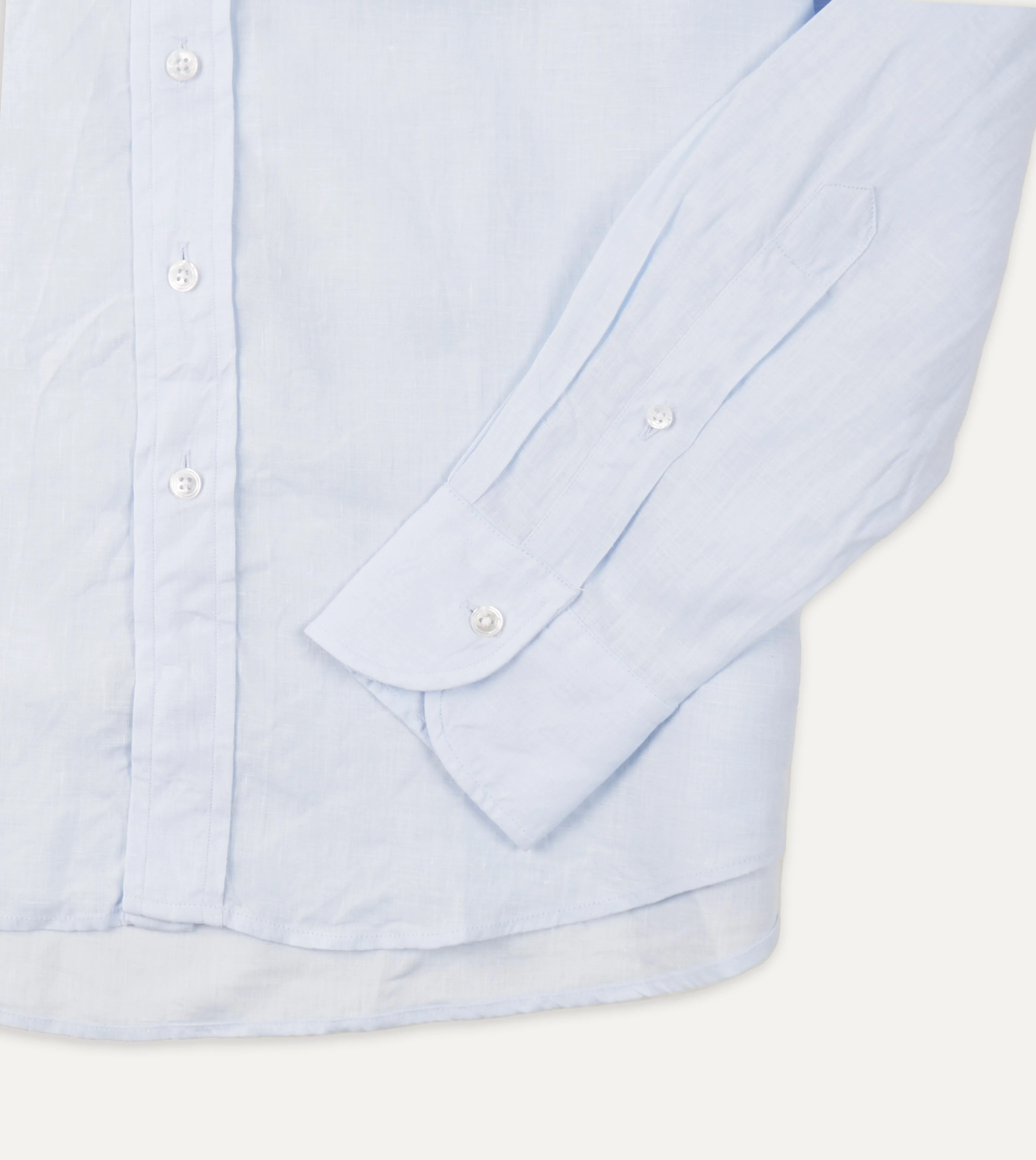 Light Blue Linen Spread Collar Shirt - Image 4