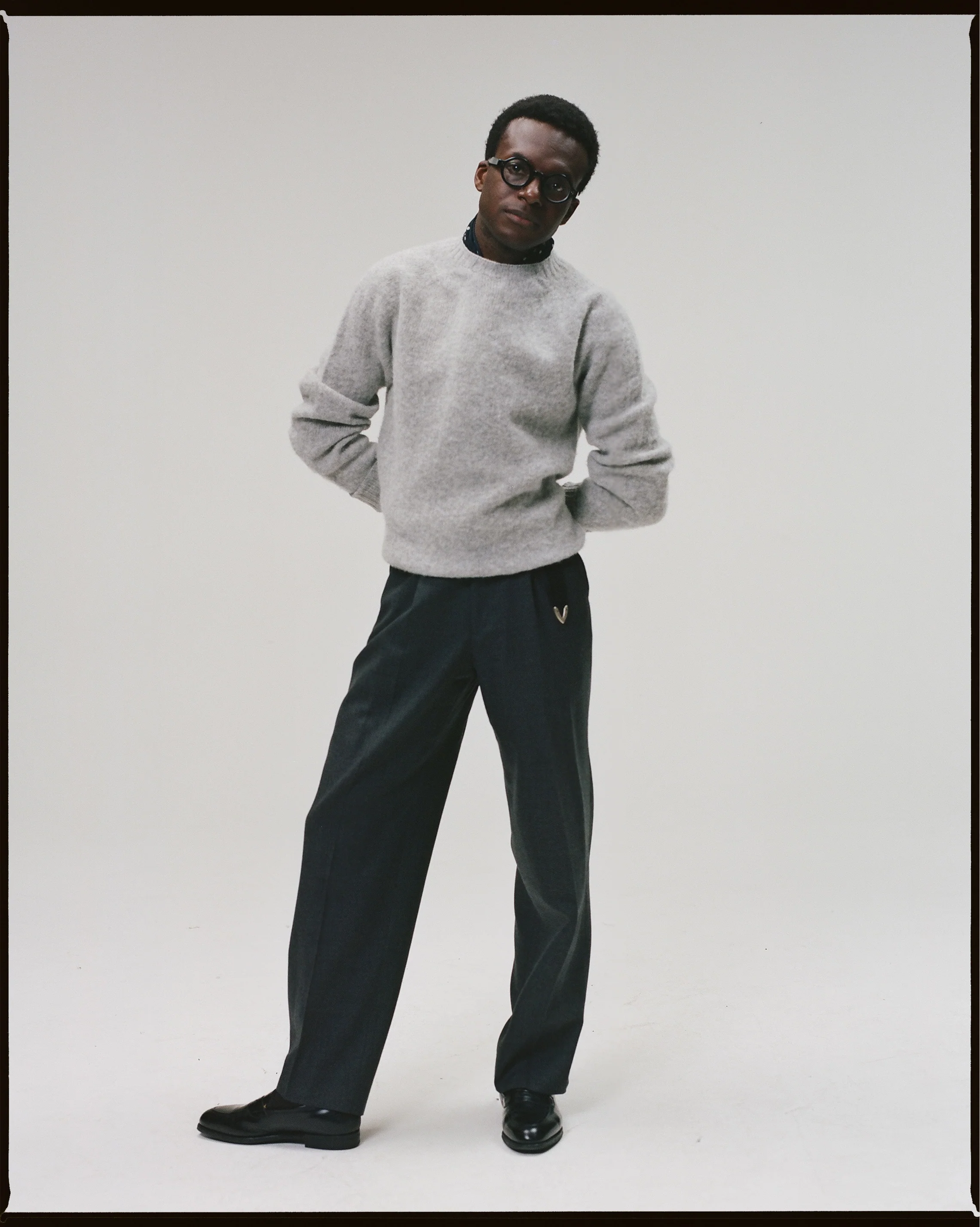 Light Grey Brushed Shetland Crew Neck Jumper - Image 6