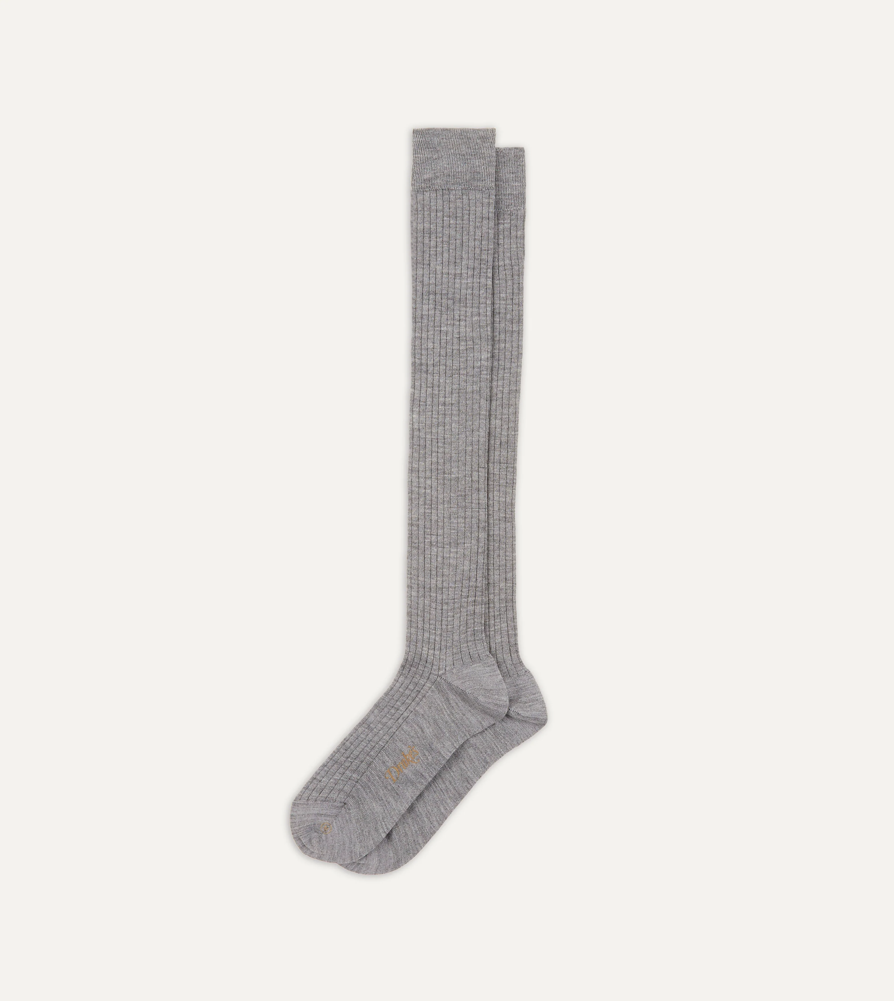 Light Grey Wool Over-The-Calf Socks - Image 4