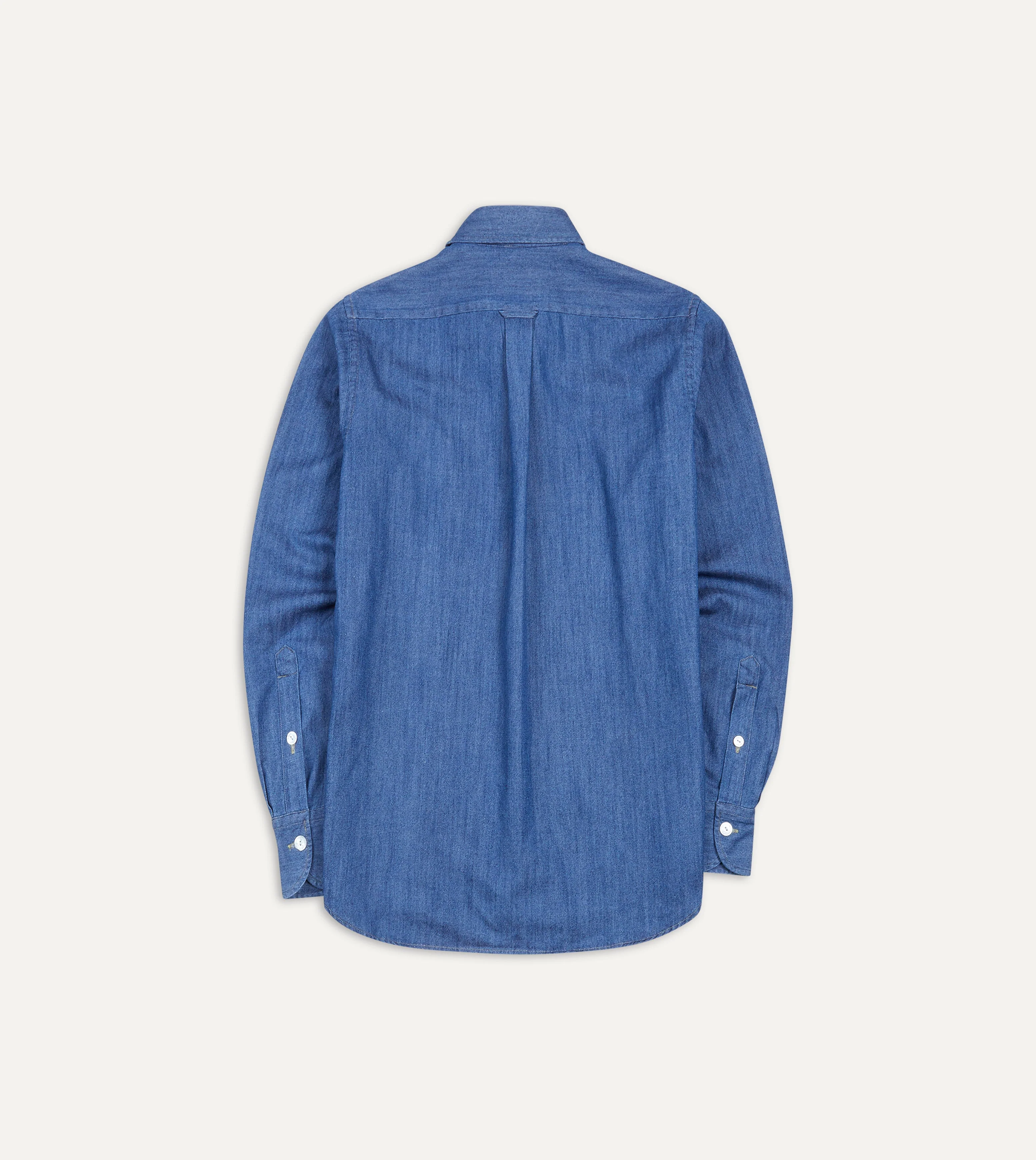 Mid-Blue Washed Denim Cotton Two-Pocket Work Shirt - Image 6