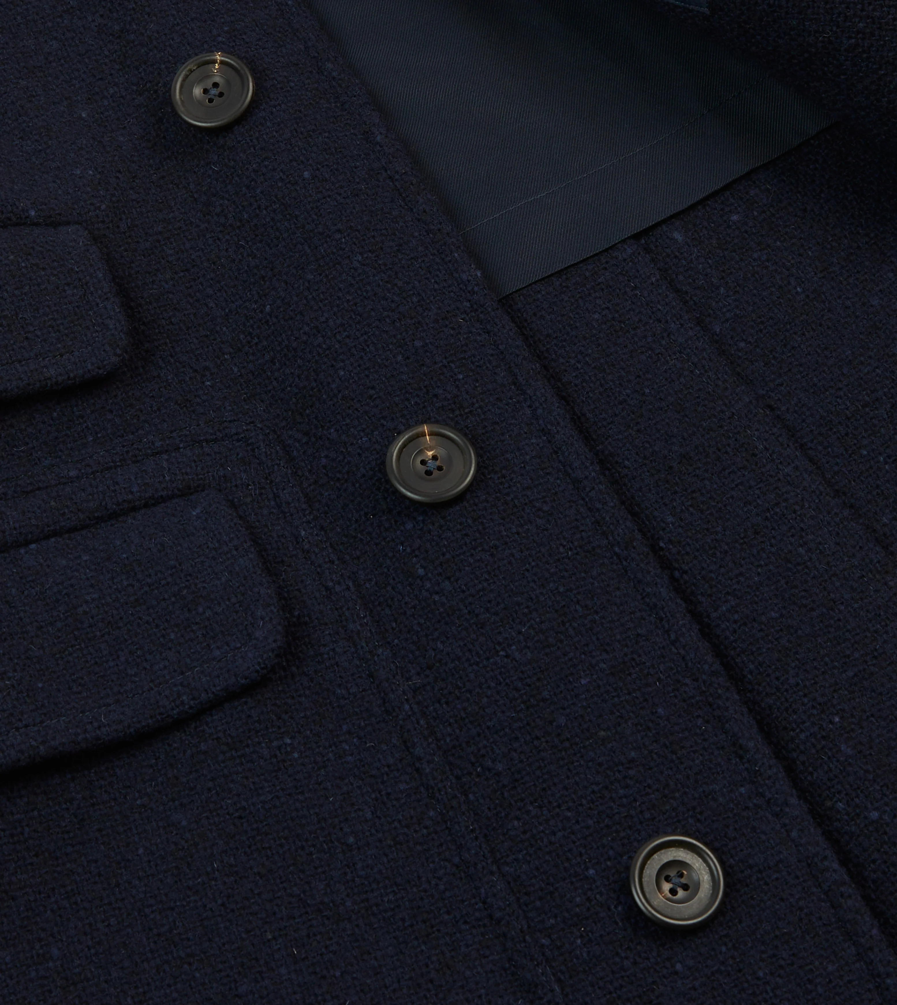 Navy Donegal Wool Raglan Coat - Image 6