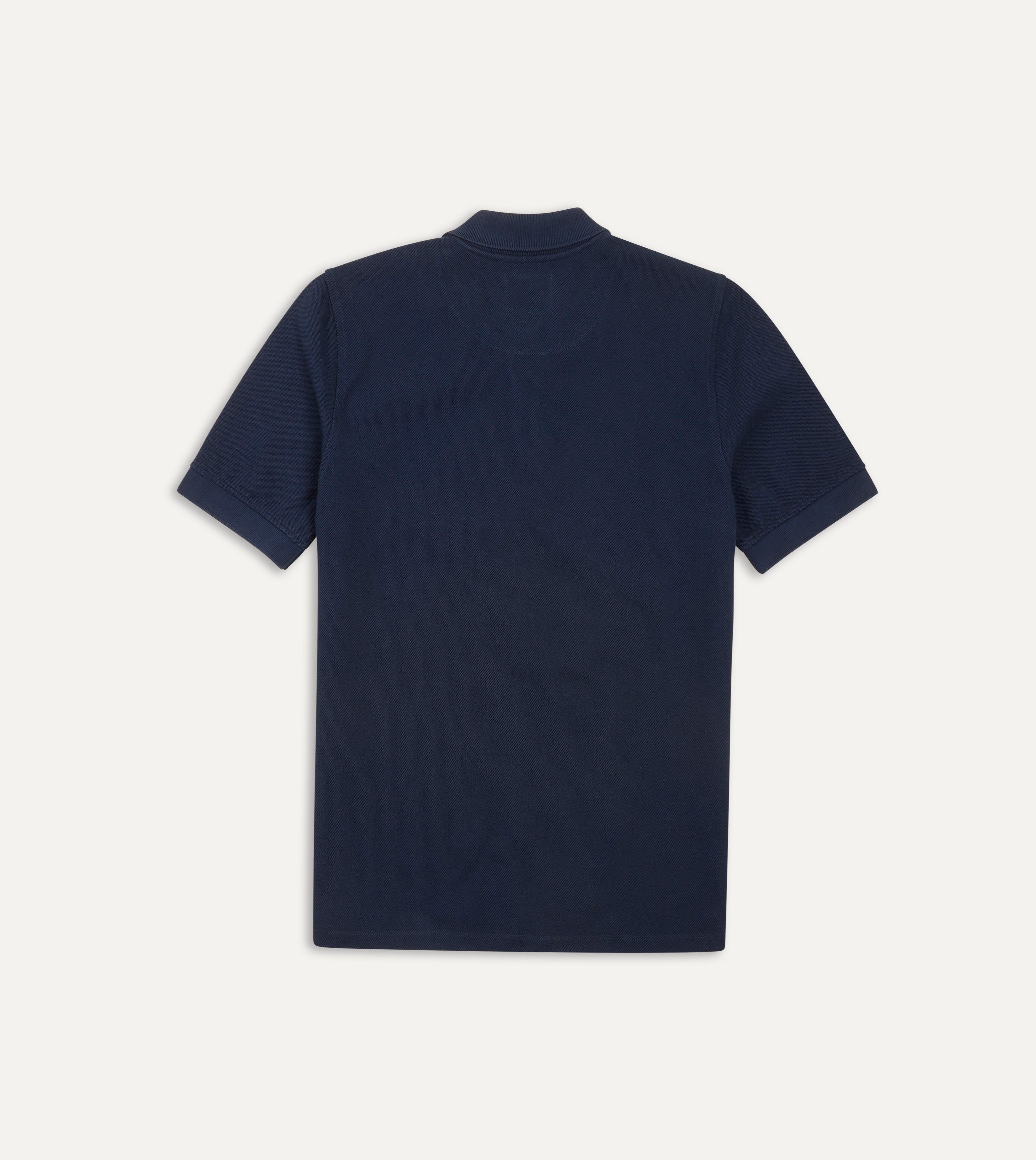 Navy Piqué Cotton Polo Shirt - Image 4