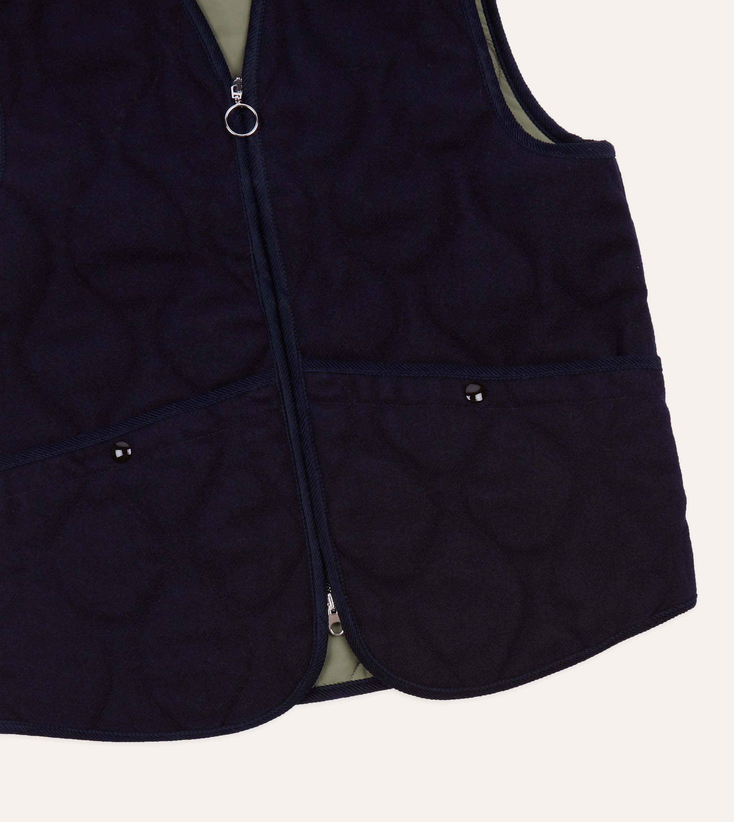 Navy Quilted Melton Wool Zip Vest - Image 4
