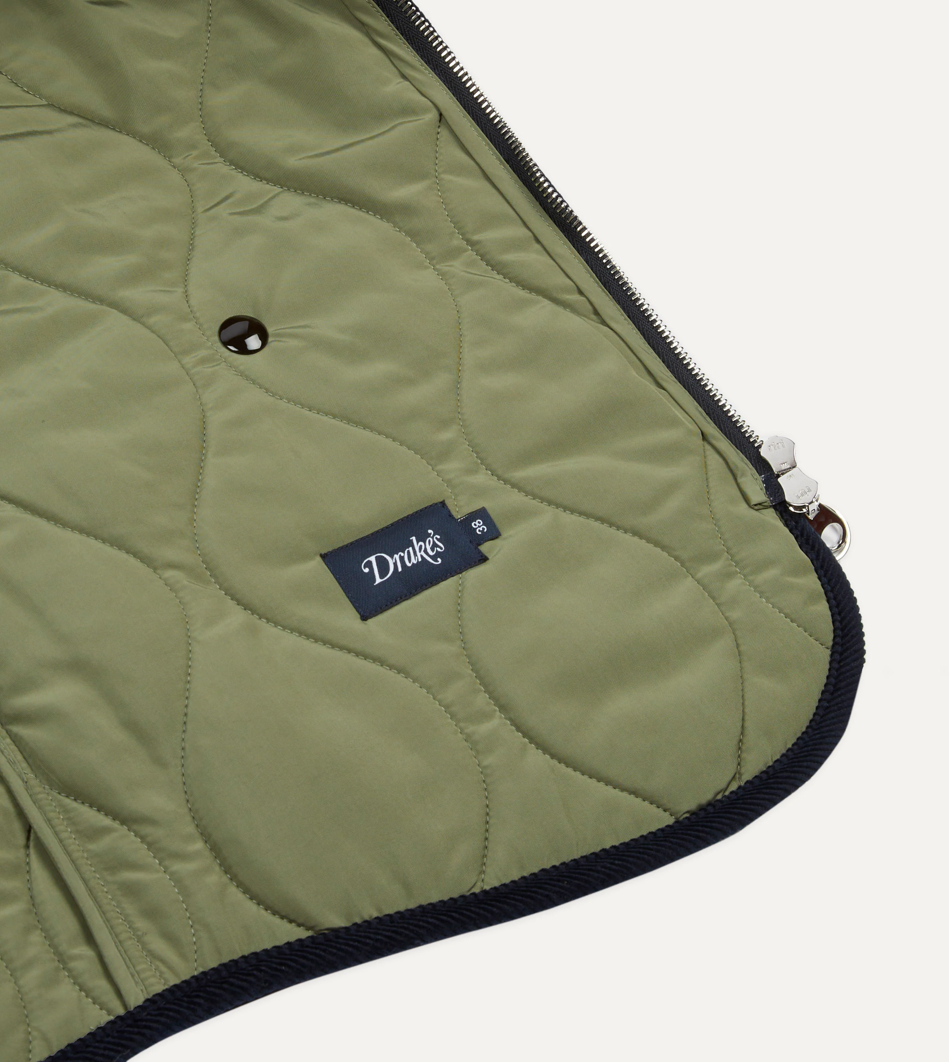 Navy Quilted Melton Wool Zip Vest - Image 5