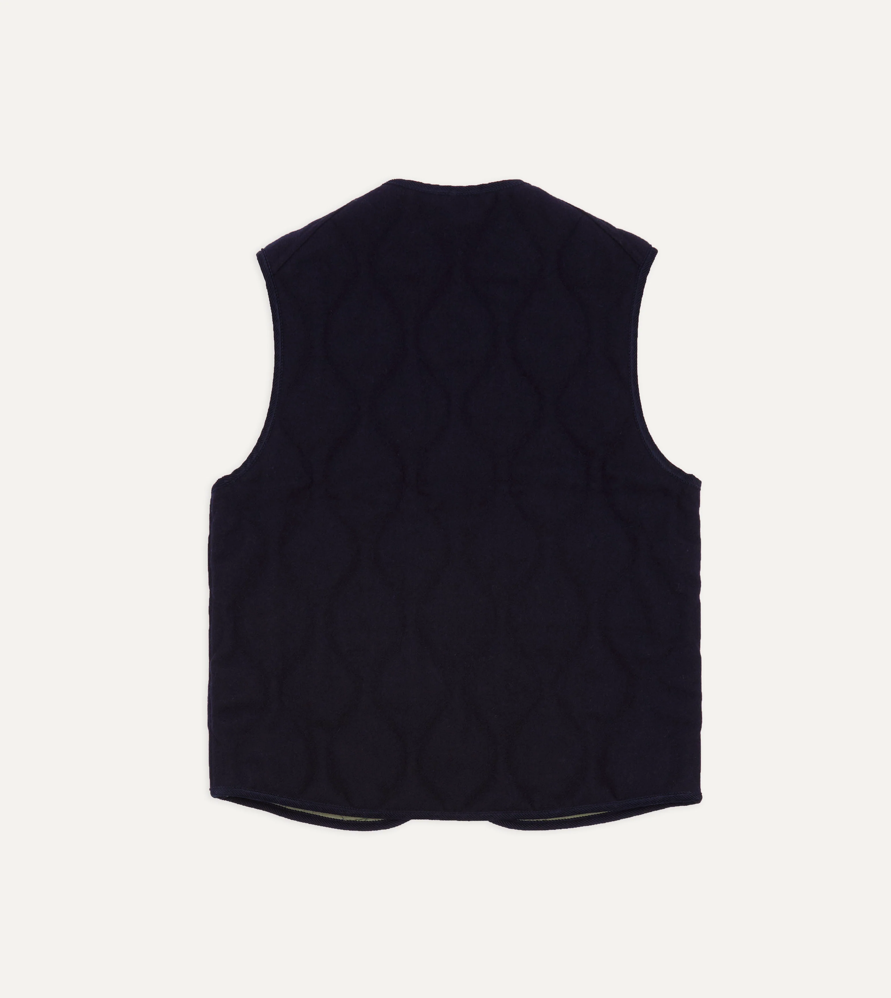 Navy Quilted Melton Wool Zip Vest - Image 6