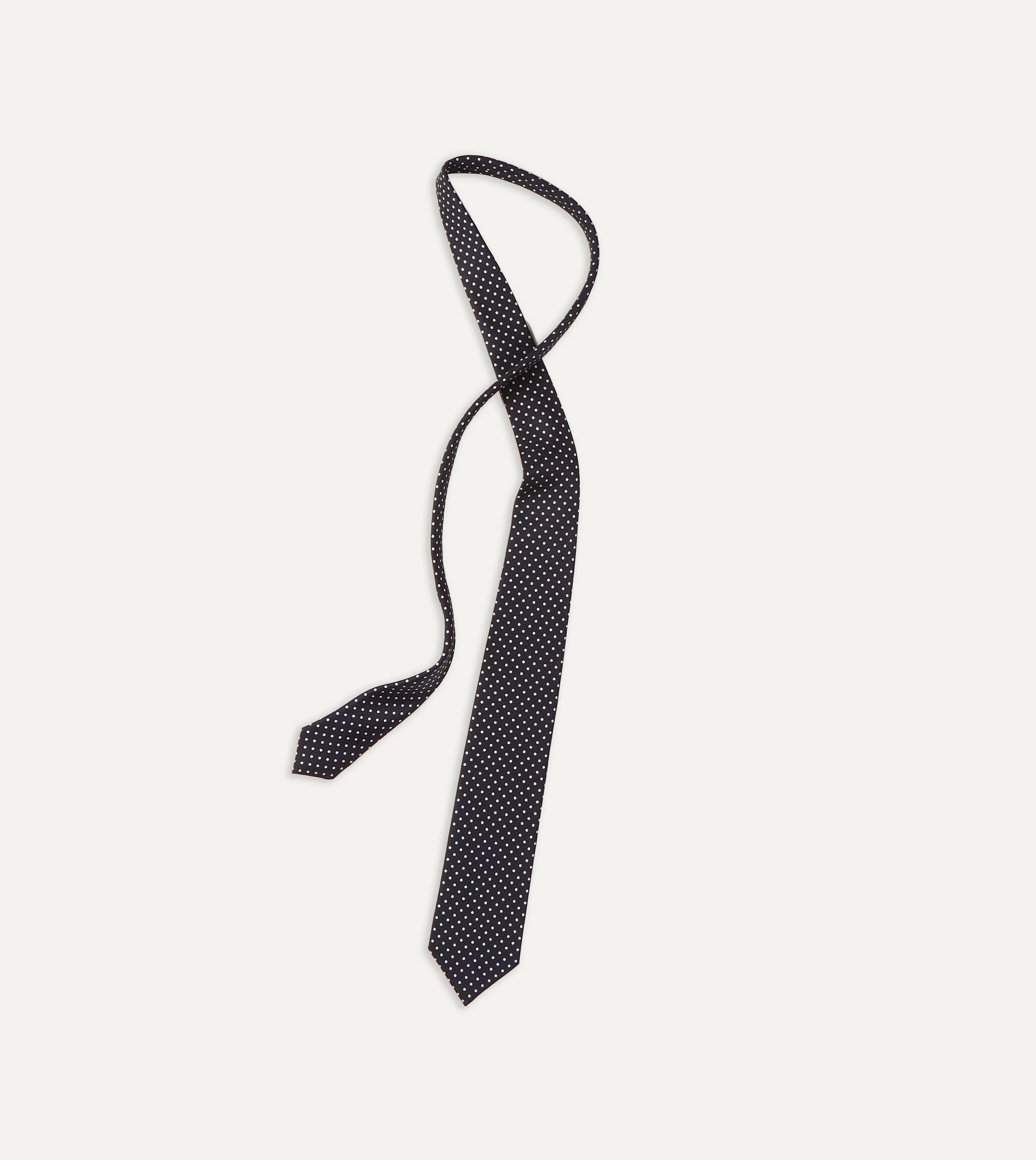 Navy Small Dot Silk Tipped Tie - Image 4