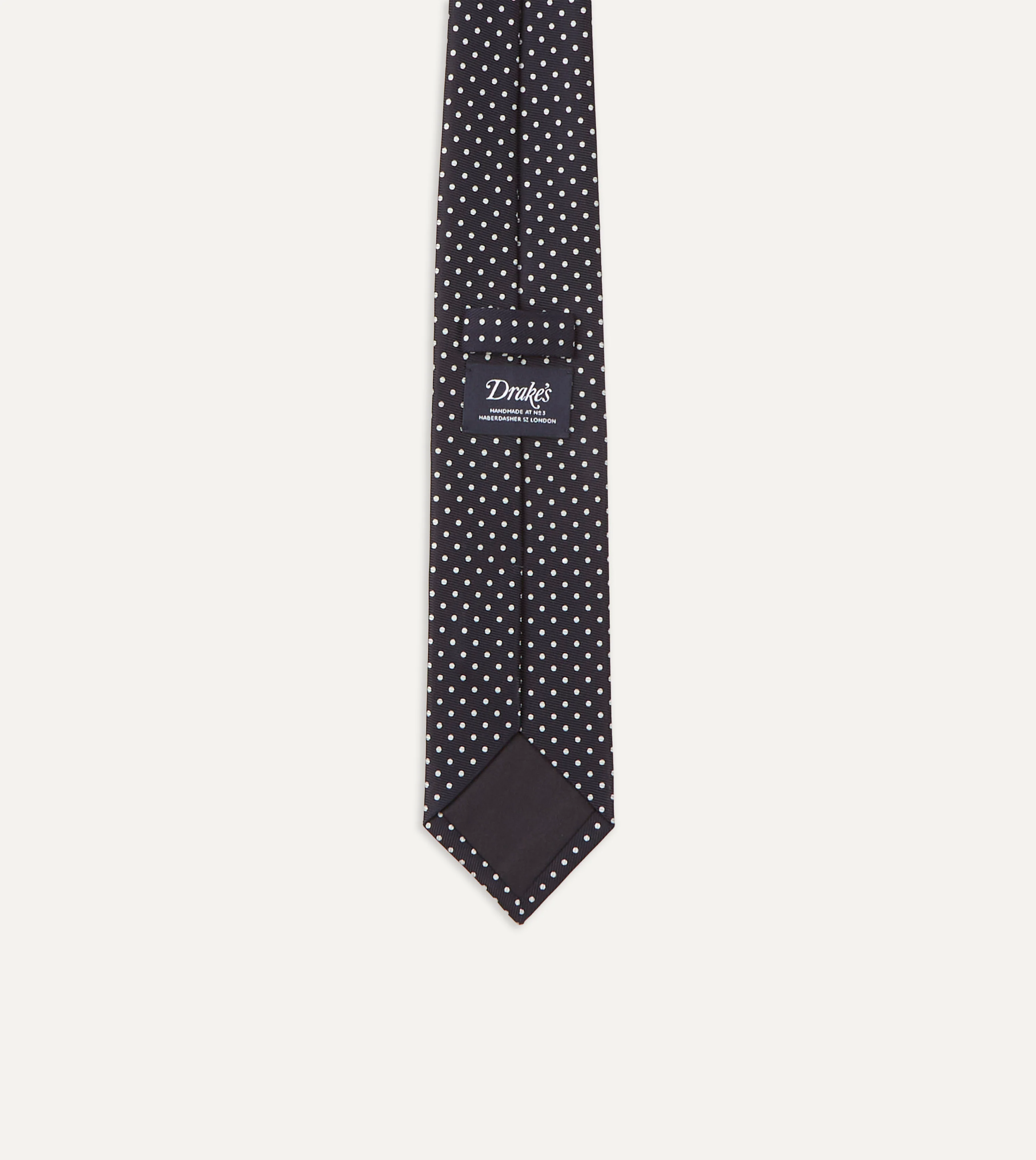 Navy Small Dot Silk Tipped Tie - Image 5