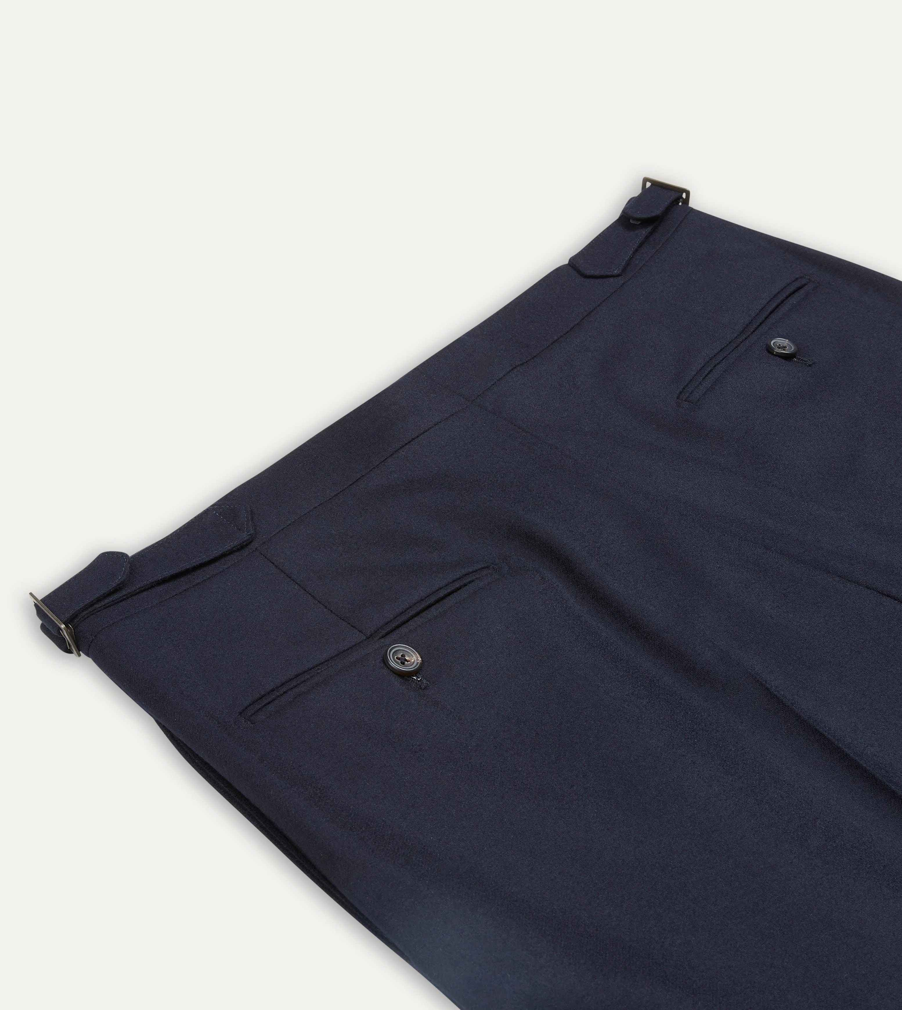 Navy Wool Flannel Single Pleat Trouser - Image 4