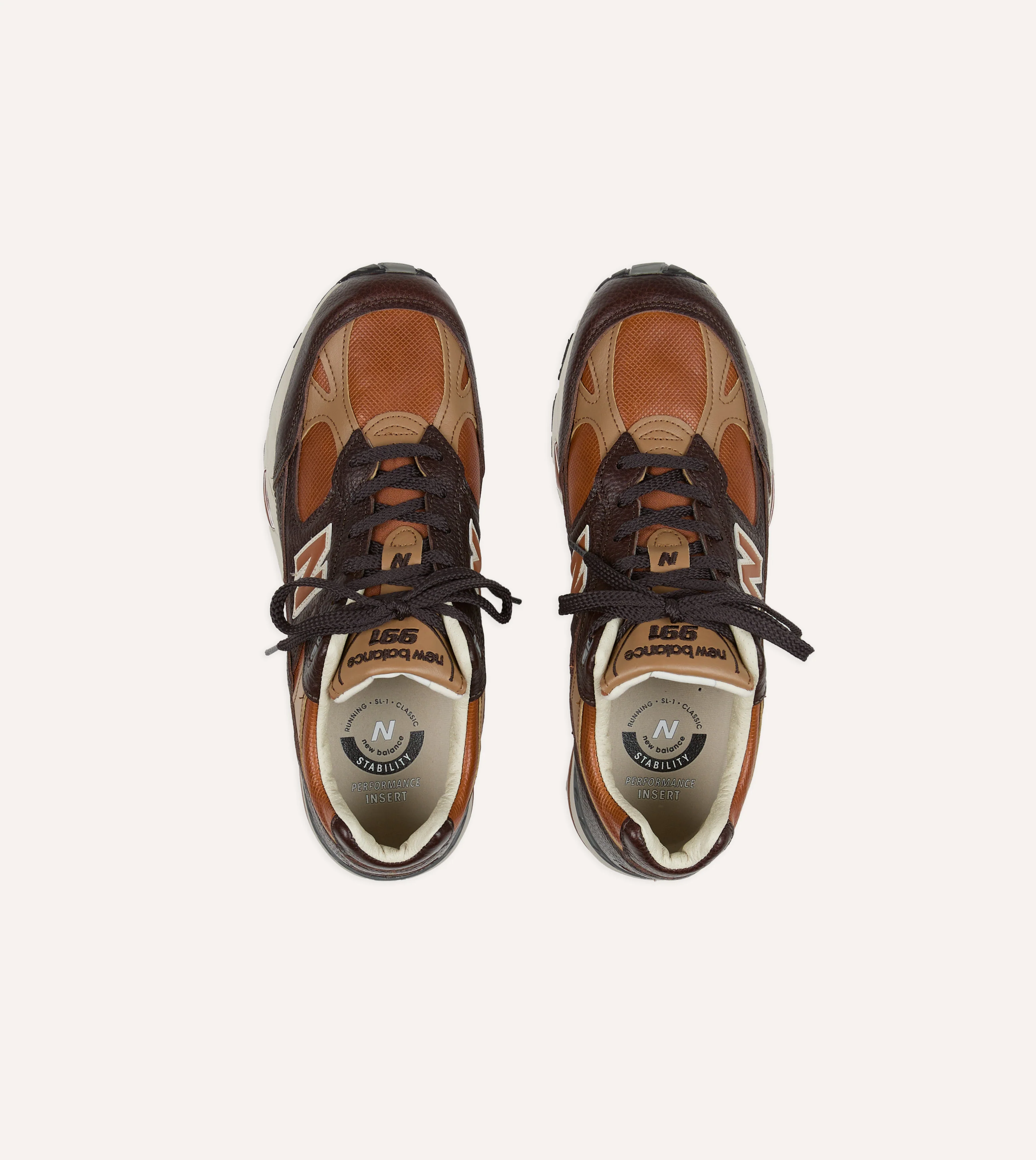 New Balance ‘Luxury Leather’ Chocolate Plum and Caramel Made in UK 991v1 Trainers - Image 4