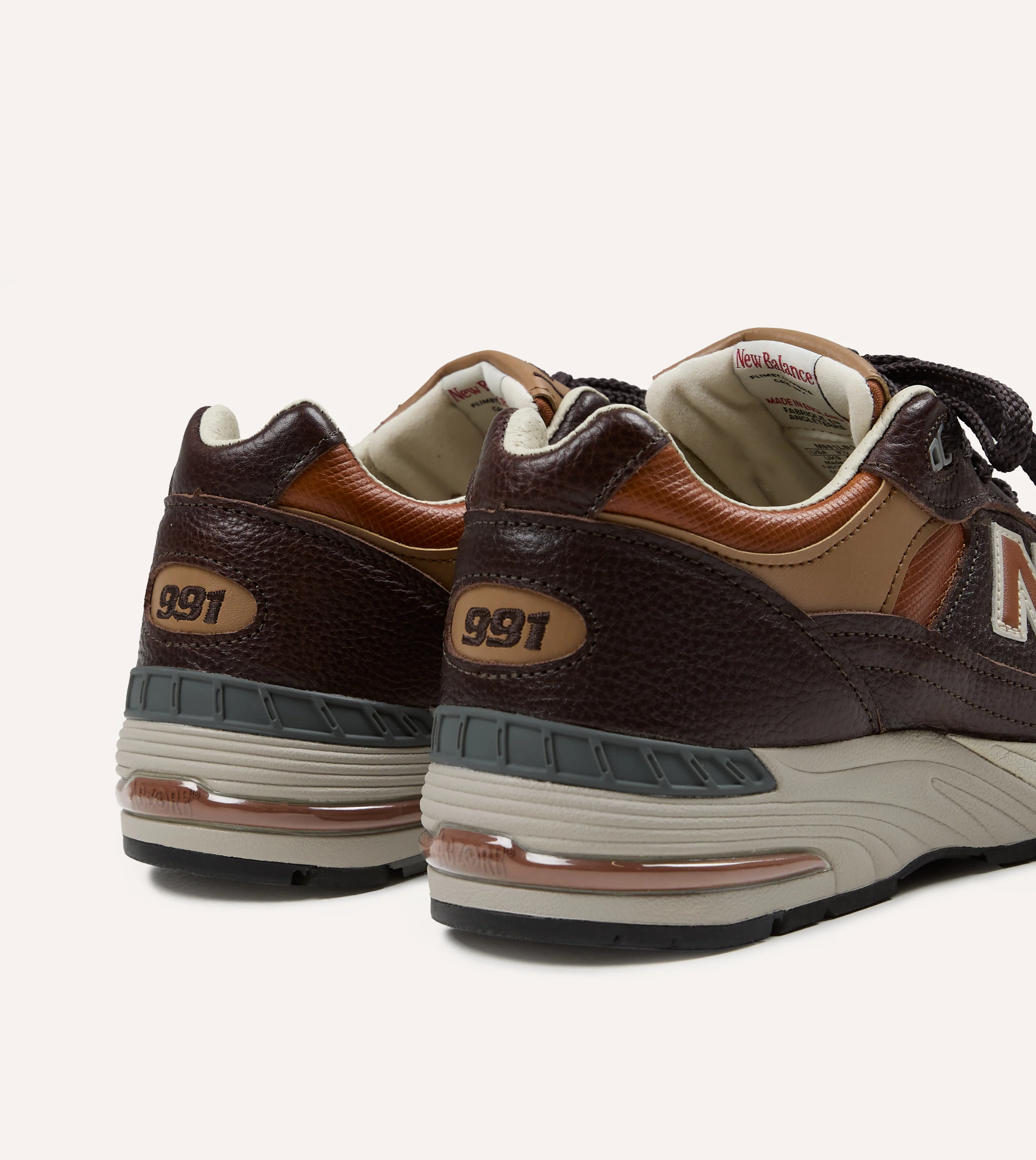 New Balance ‘Luxury Leather’ Chocolate Plum and Caramel Made in UK 991v1 Trainers - Image 5