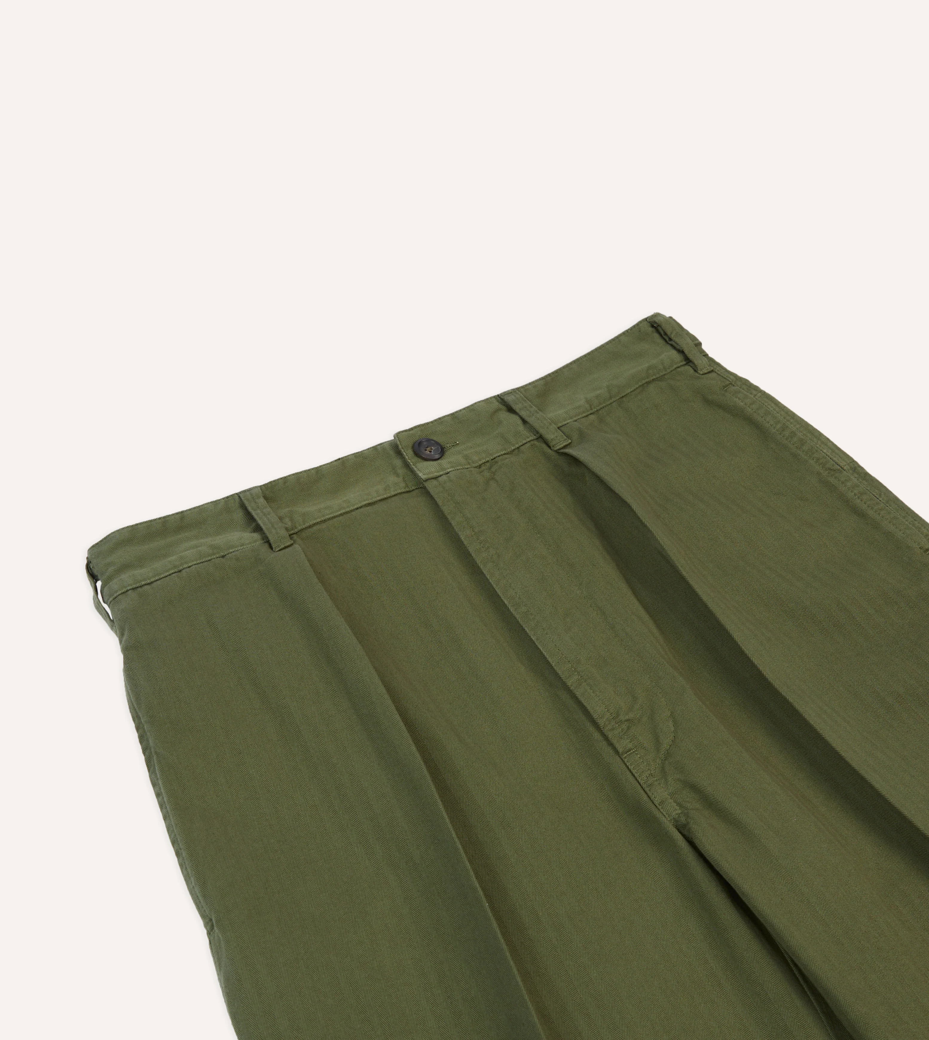 Olive Herringbone Cotton Games Trousers - Image 4