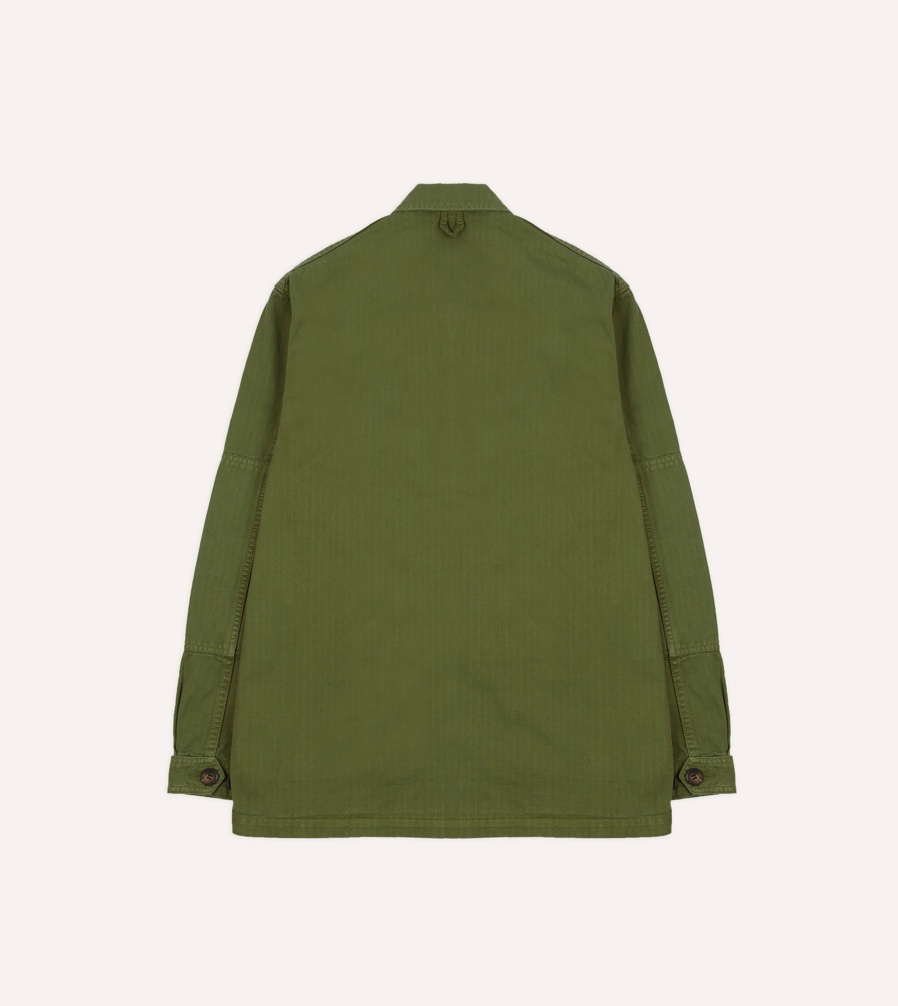 Olive Herringbone Cotton Jungle Jacket - Image 10