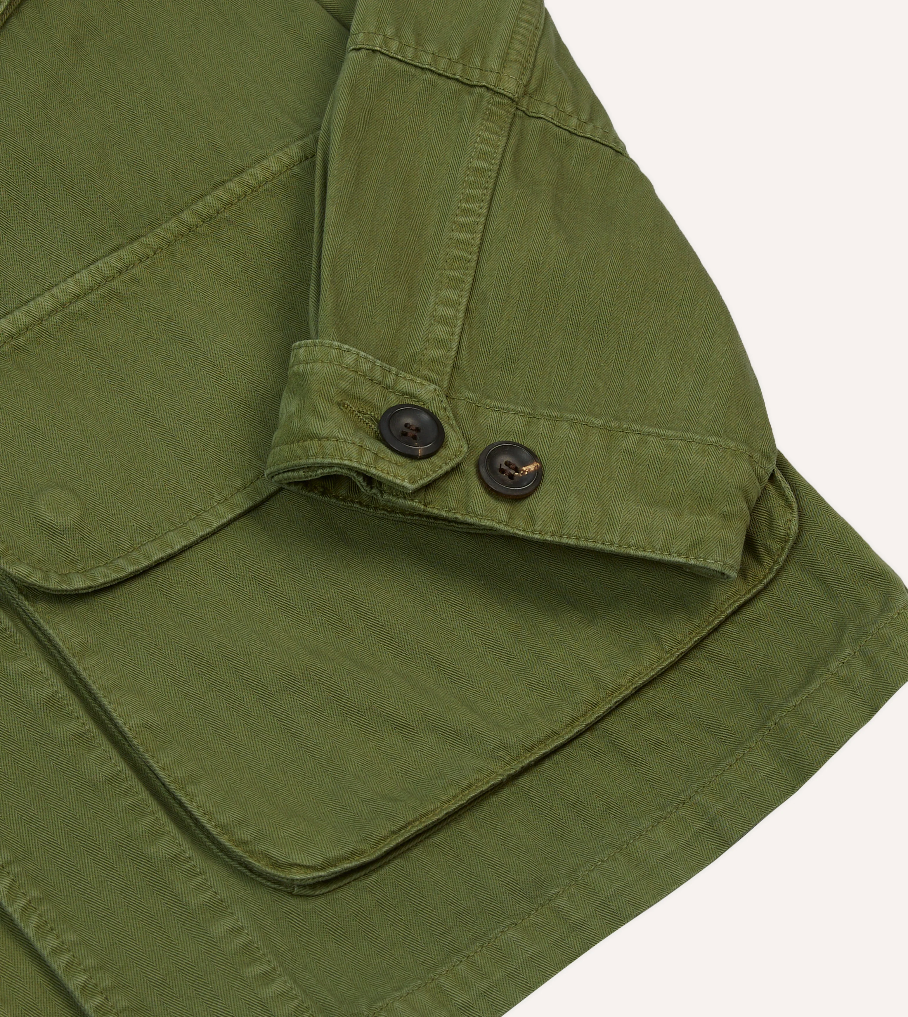 Olive Herringbone Cotton Jungle Jacket - Image 6