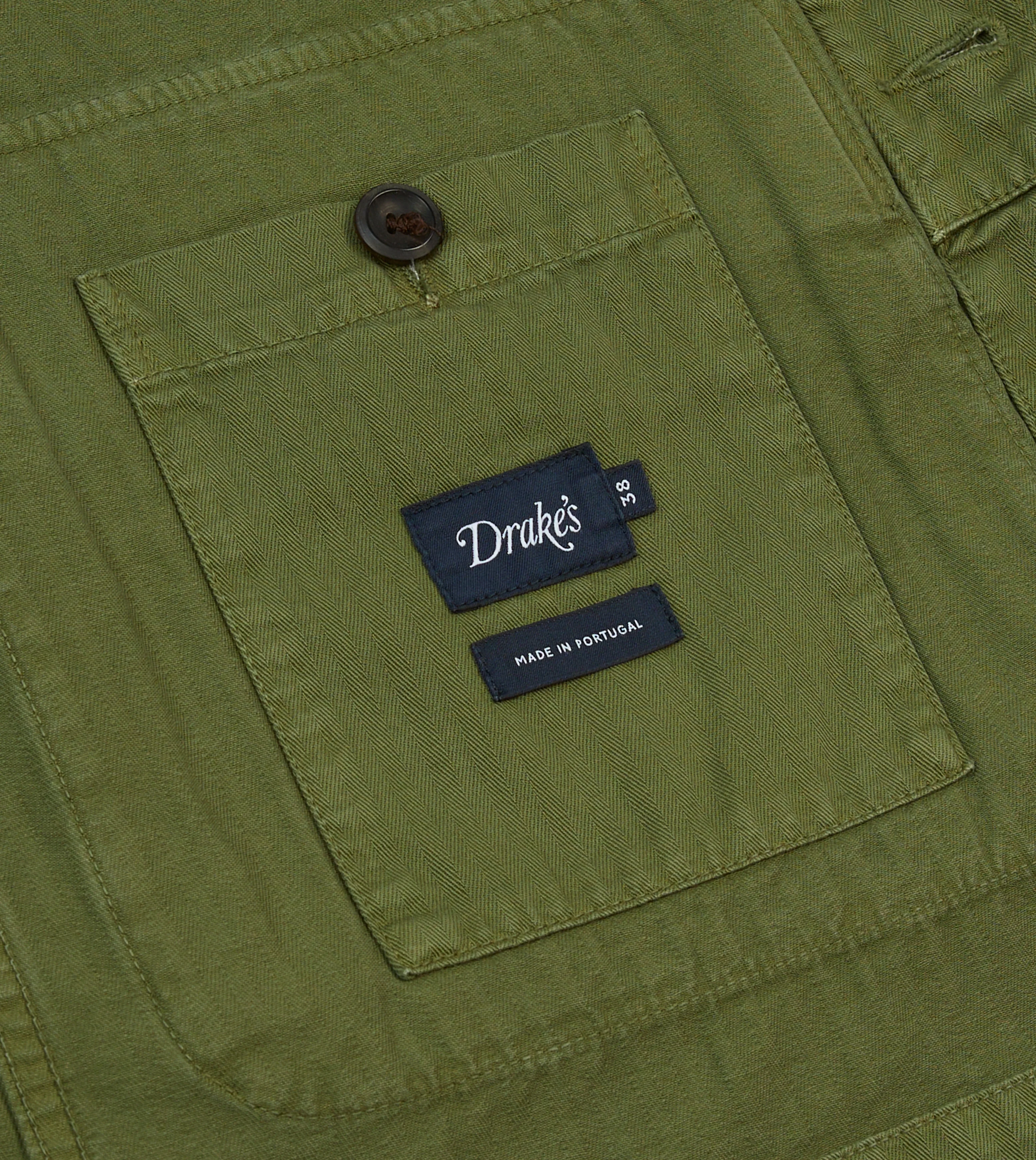 Olive Herringbone Cotton Jungle Jacket - Image 9