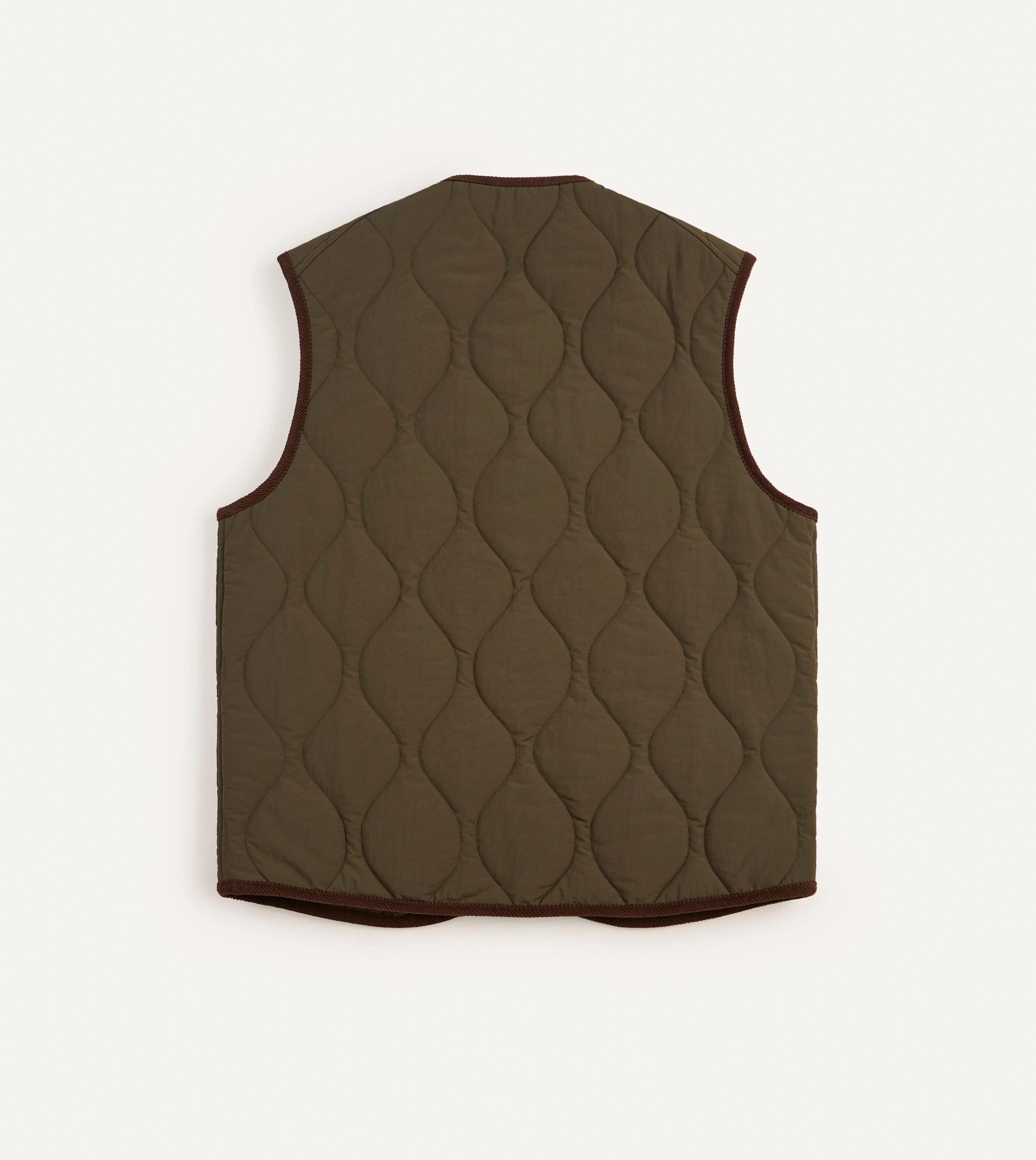 Olive Quilted Nylon Zip Vest - Image 5