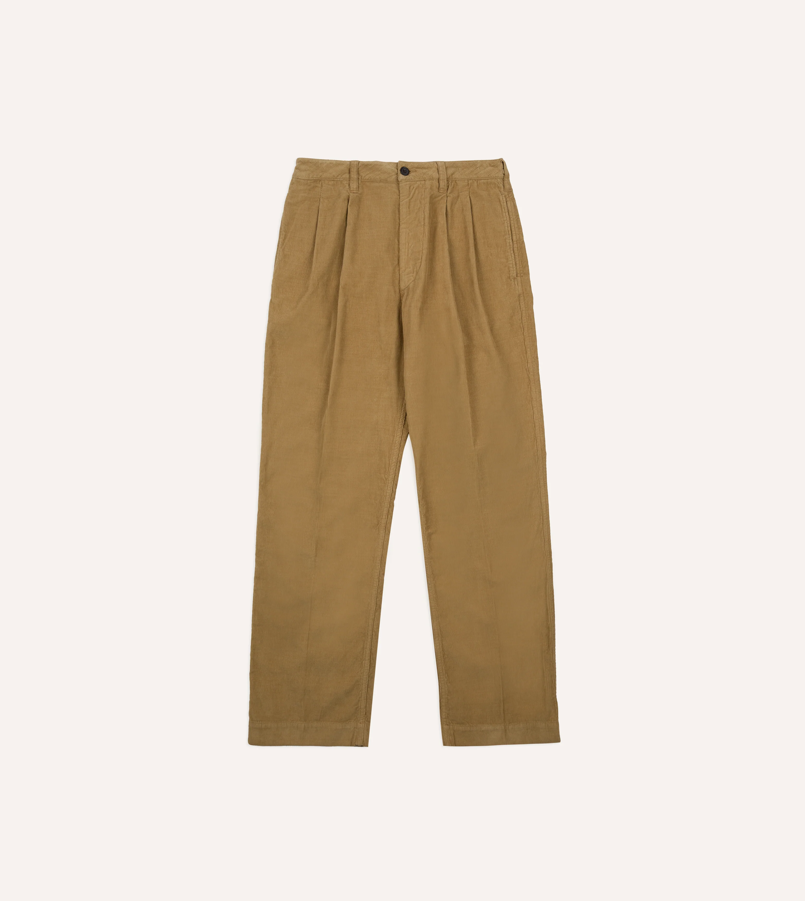 Sand Cotton Corduroy Wide Leg Double Pleat Chino - Image 3
