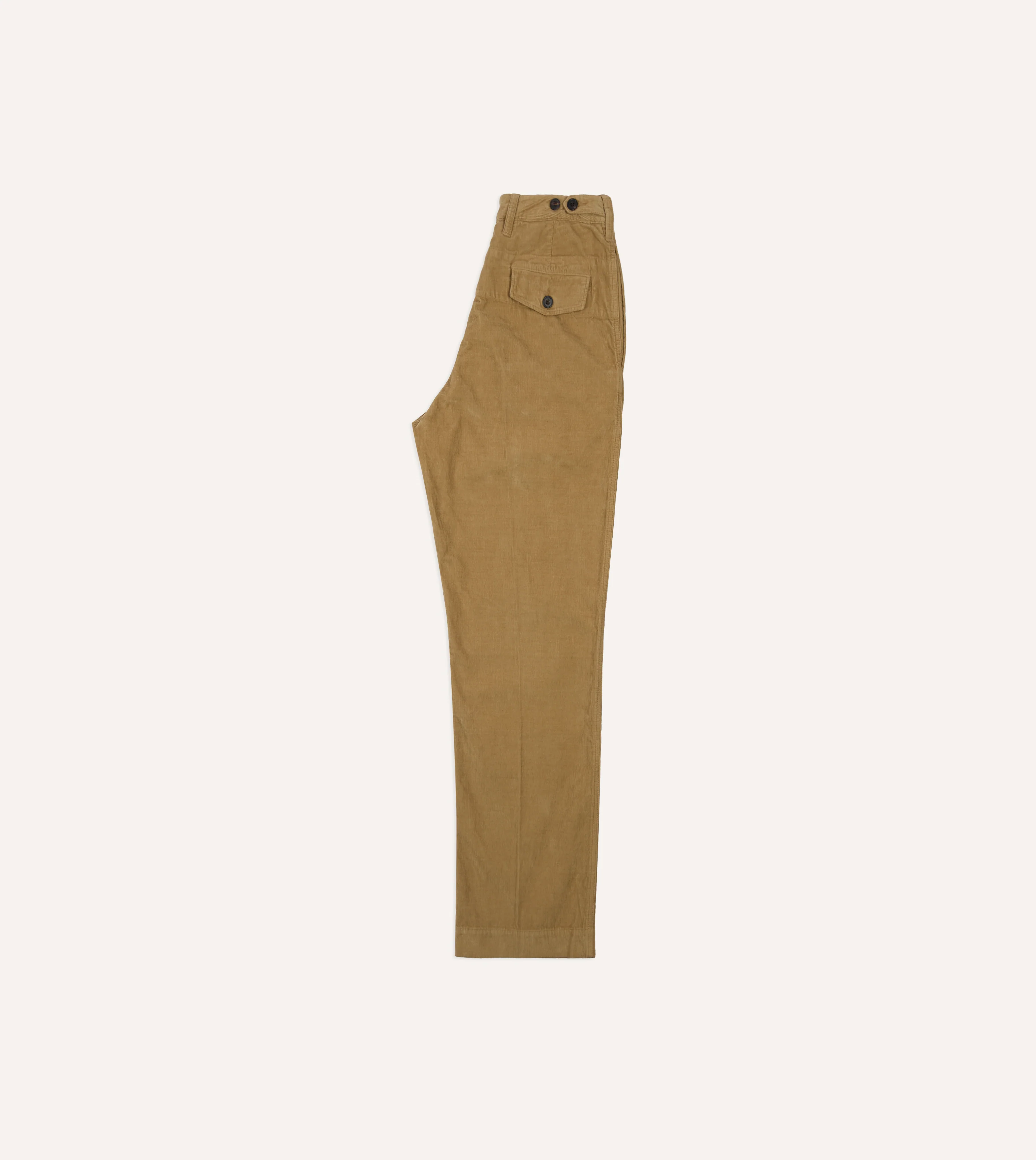 Sand Cotton Corduroy Wide Leg Double Pleat Chino - Image 6