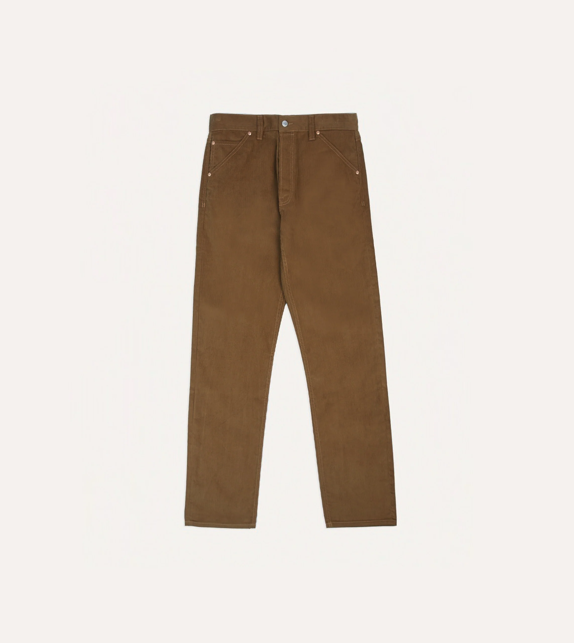 Tan Japanese Selvedge Needlecord Five-Pocket Trousers - Image 3