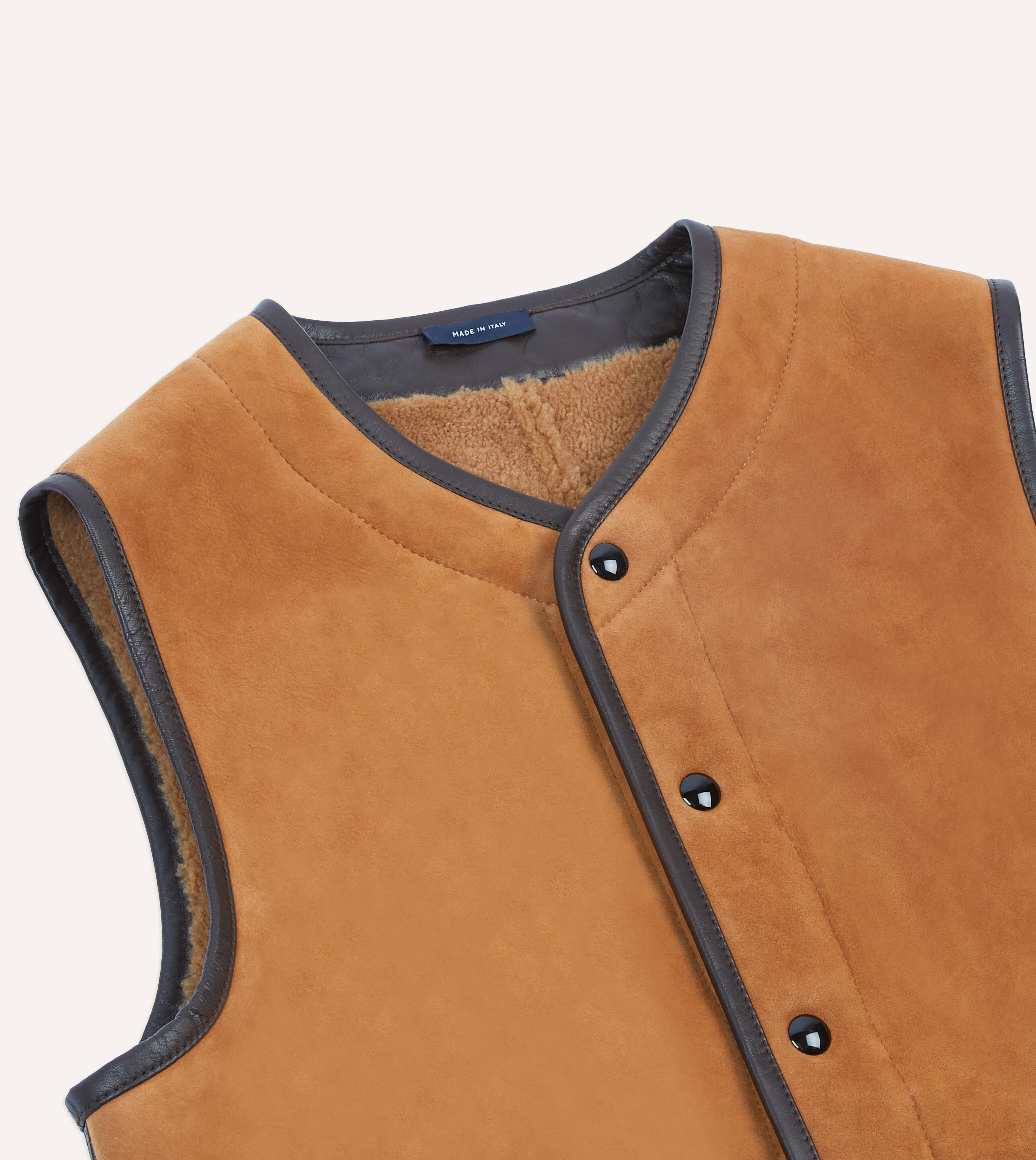 Tan Suede Shearling Vest - Image 3