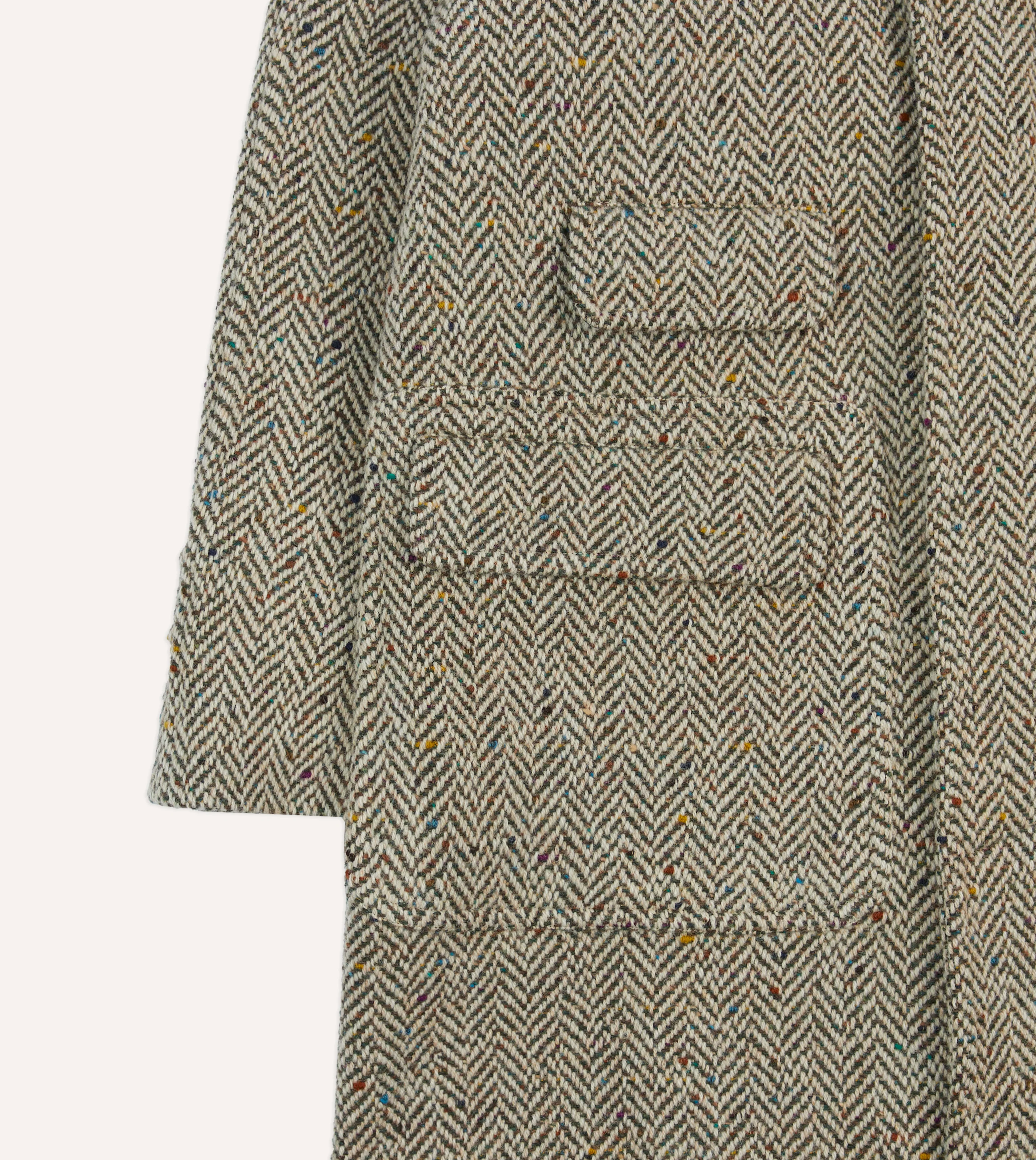Taupe Herringbone Flecked Wool Raglan Coat - Image 5