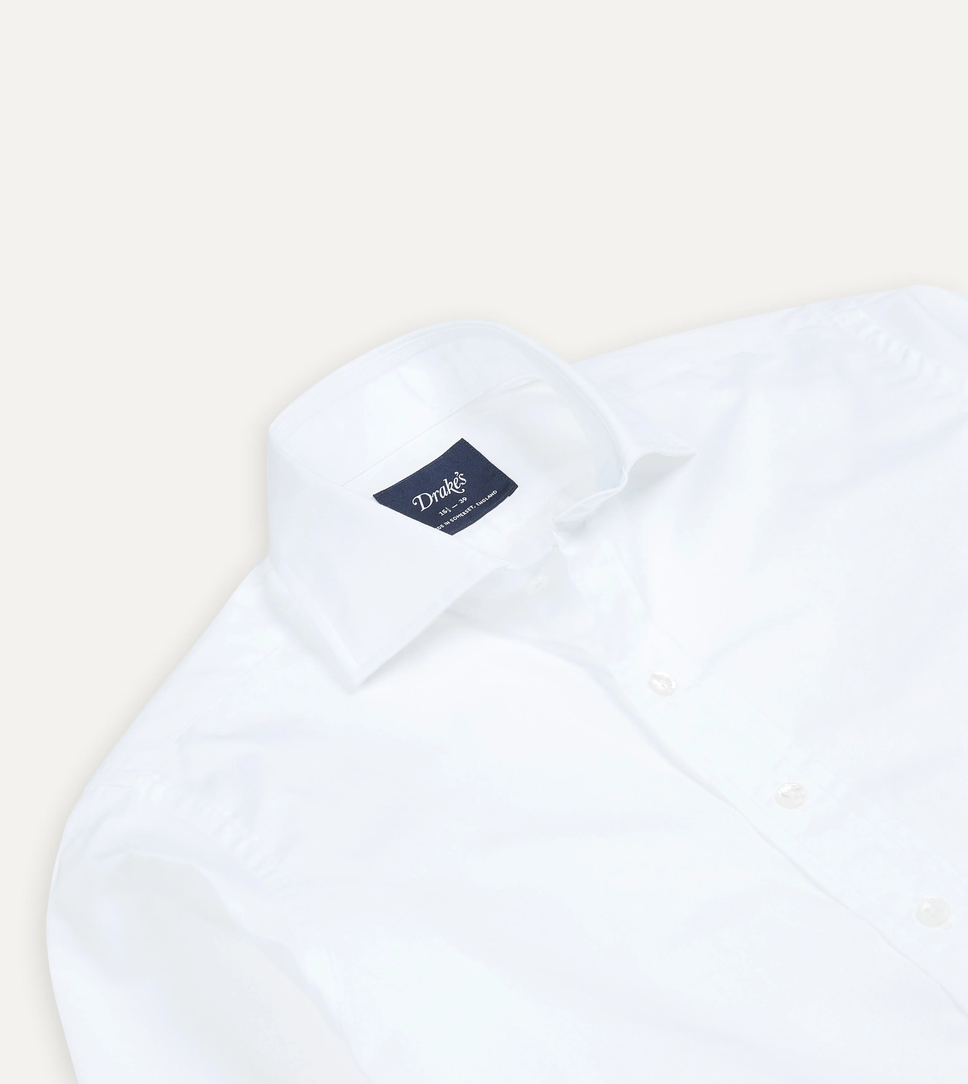 White Cotton Spread Collar Poplin Shirt - Image 4