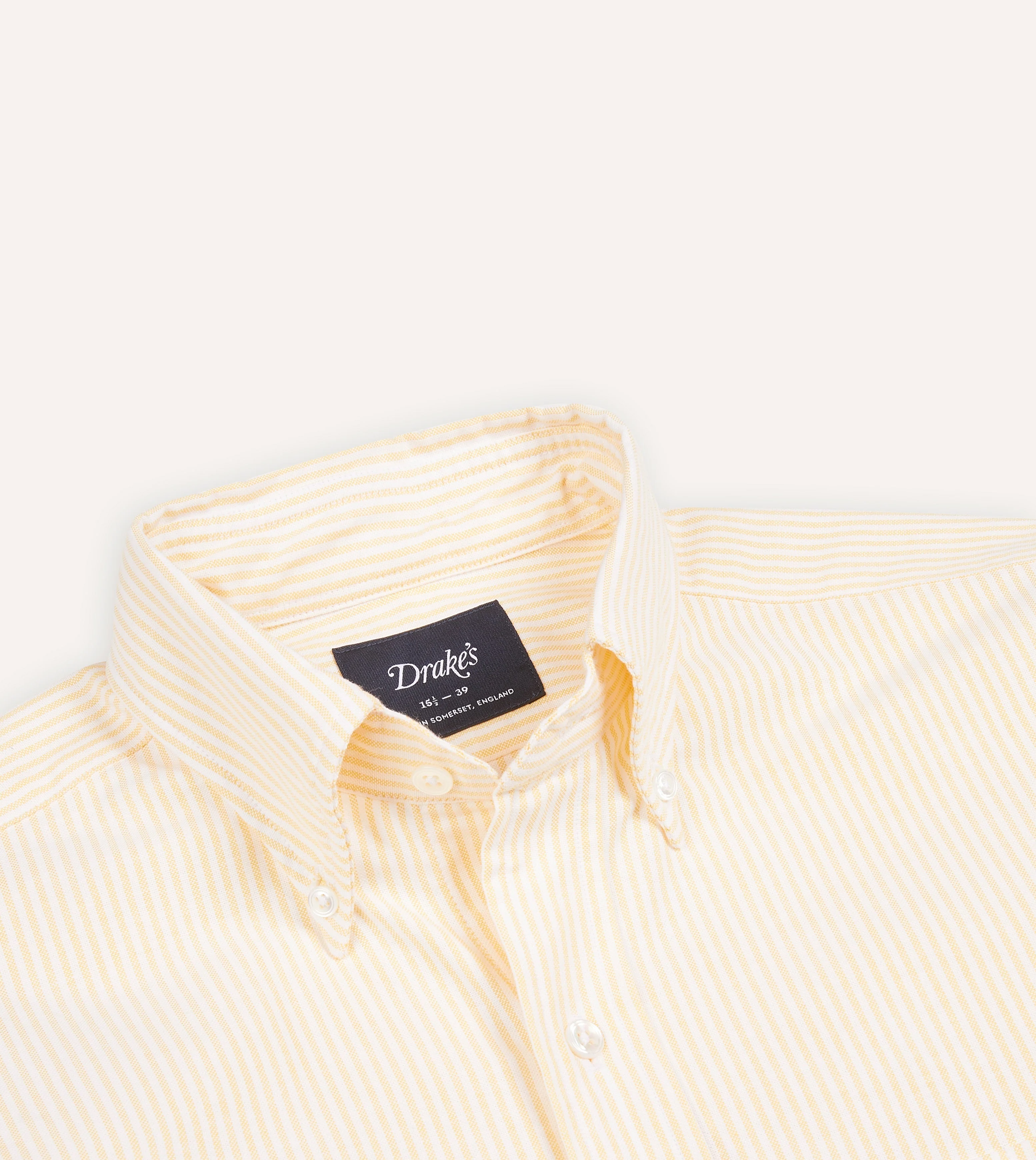 Yellow Ticking Stripe Cotton Oxford Cloth Button-Down Shirt - Image 3