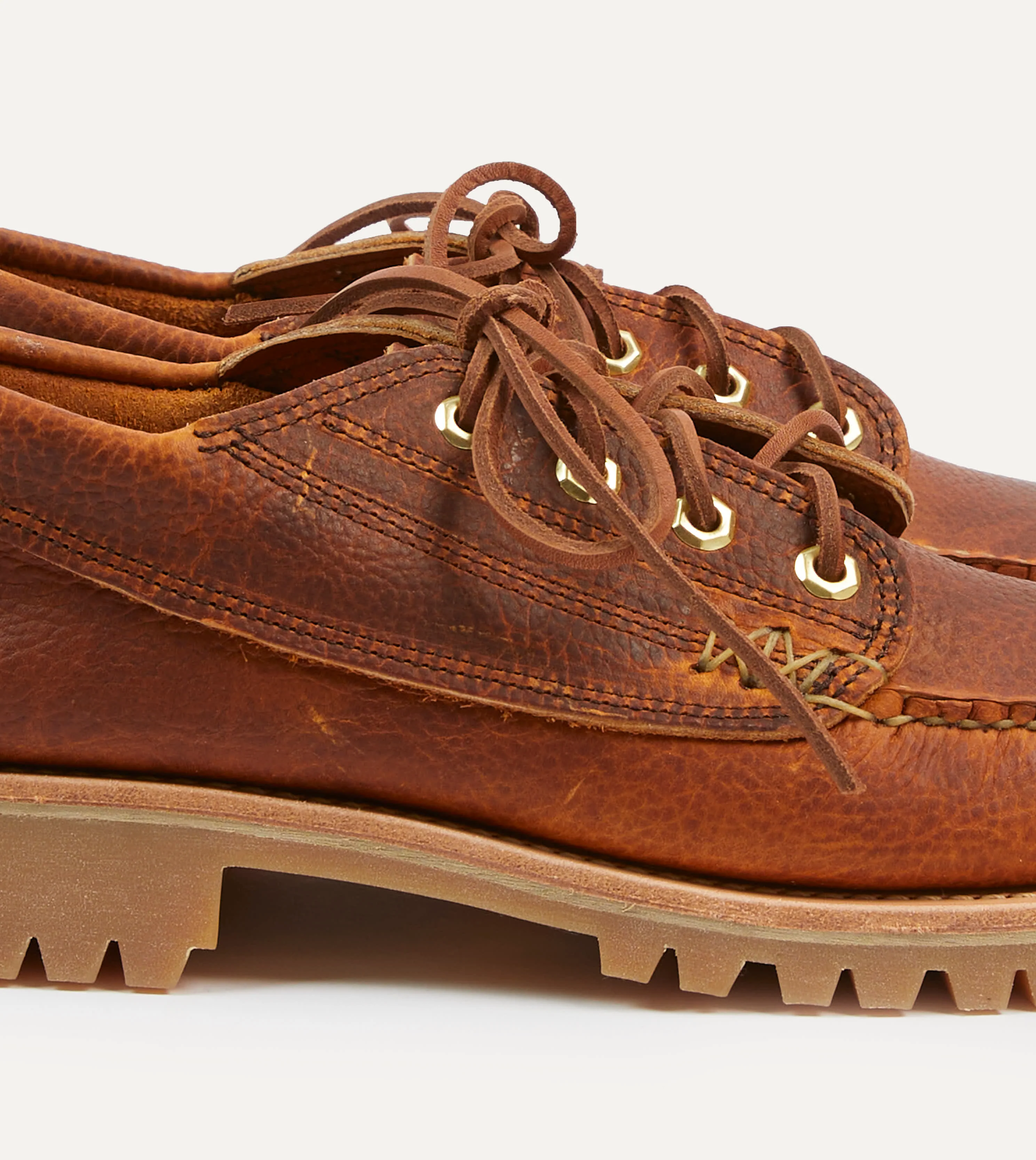 Yuketen Brown Leather Angler Moc Shoe - Image 3